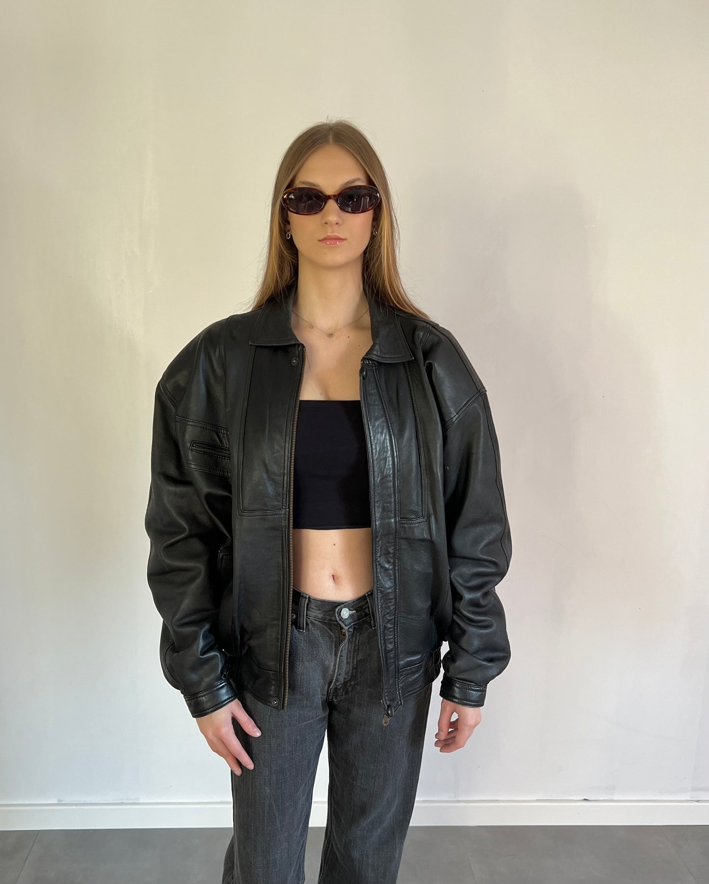 Black genuine leather jacket