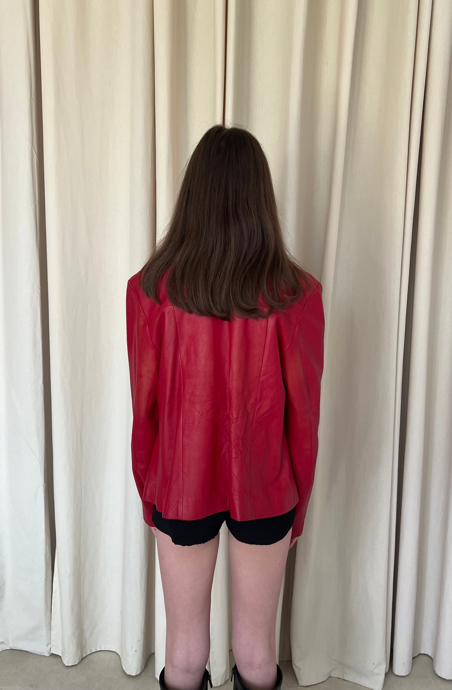 Red genuine leather jacket