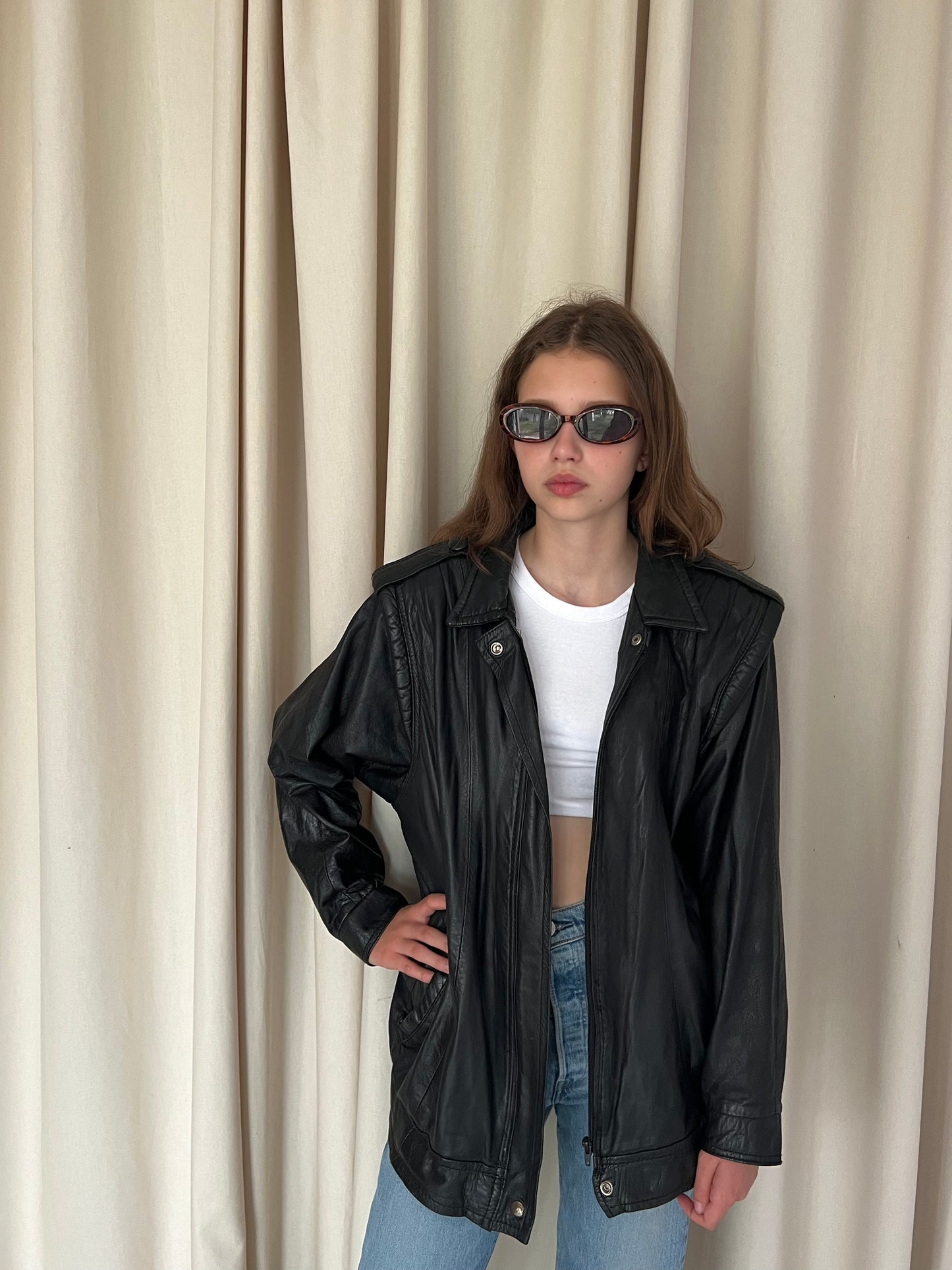 Black jacket made of natural leather
