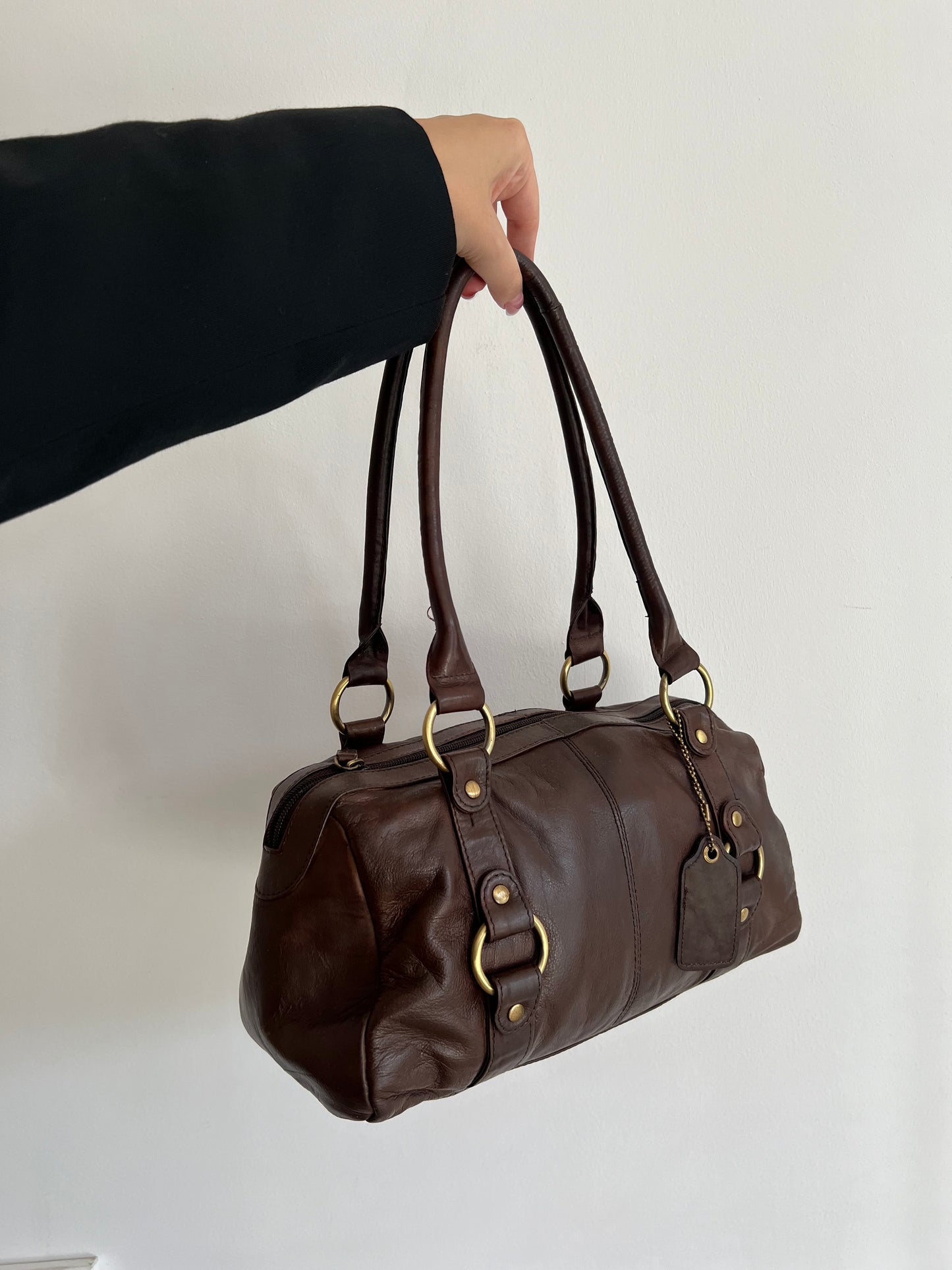 Brown bag made of genuine leather