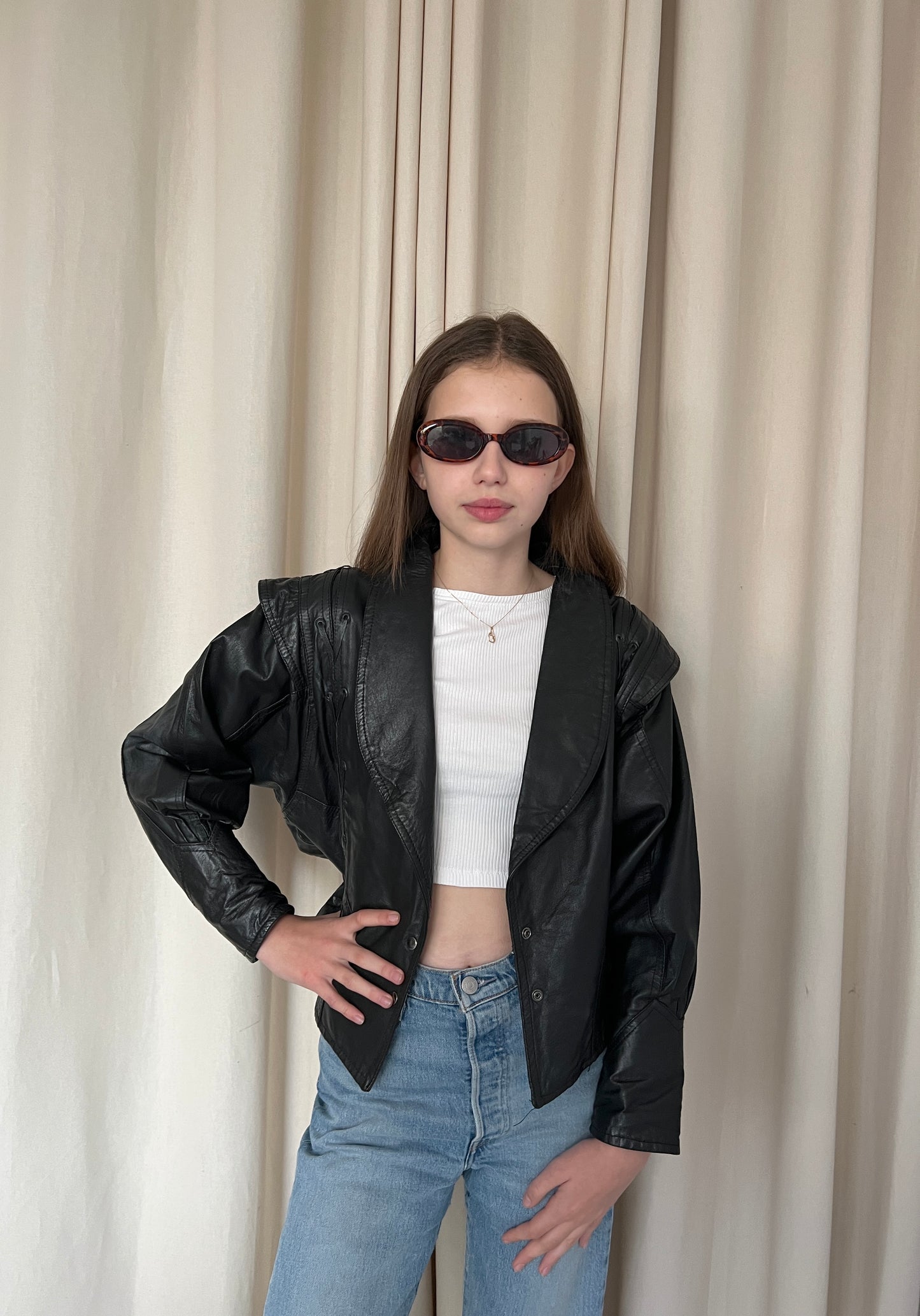 Black jacket made of natural leather