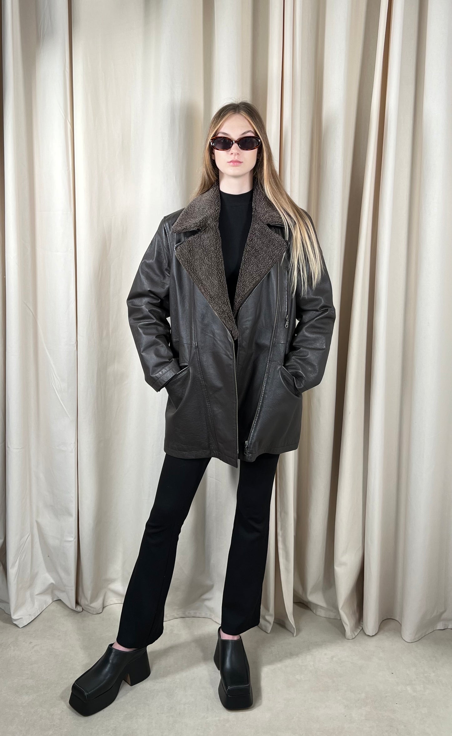 Biker jacket made of genuine leather