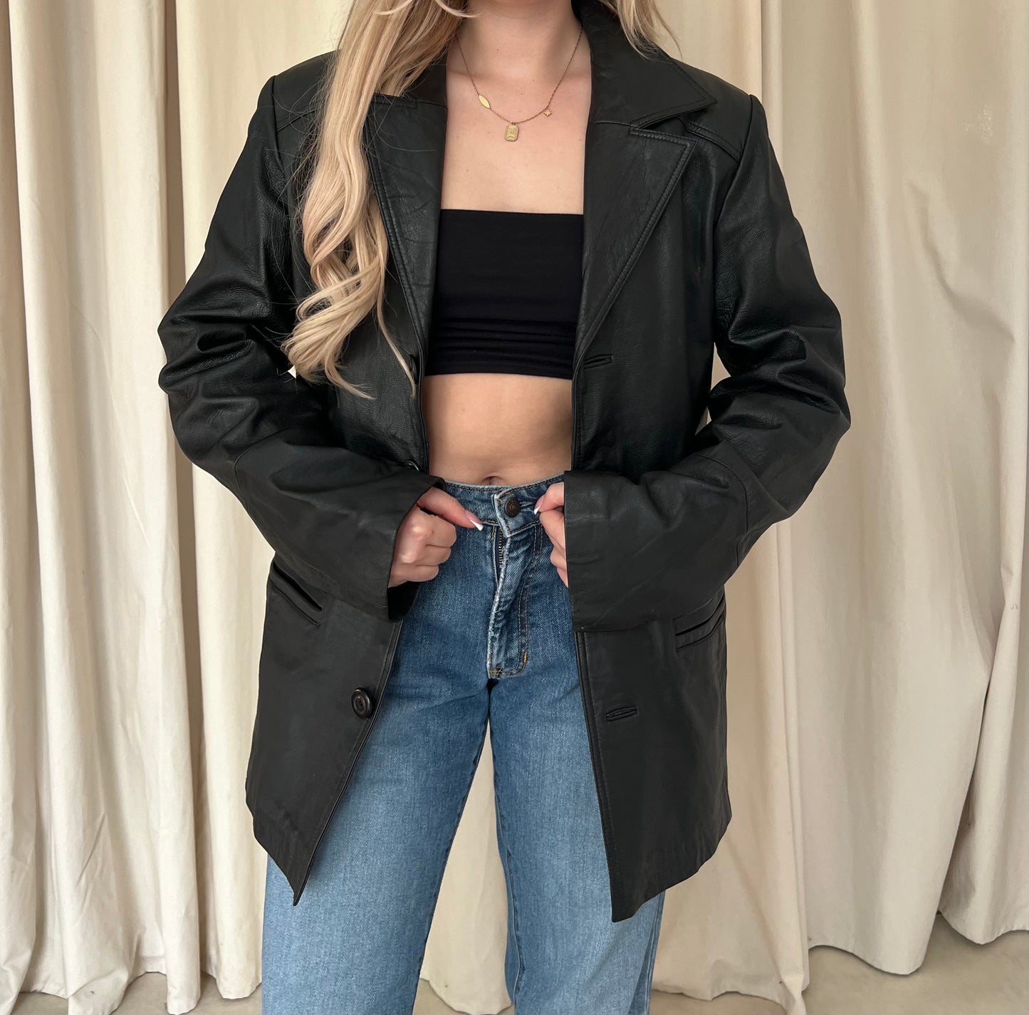 Black genuine leather jacket | jacket