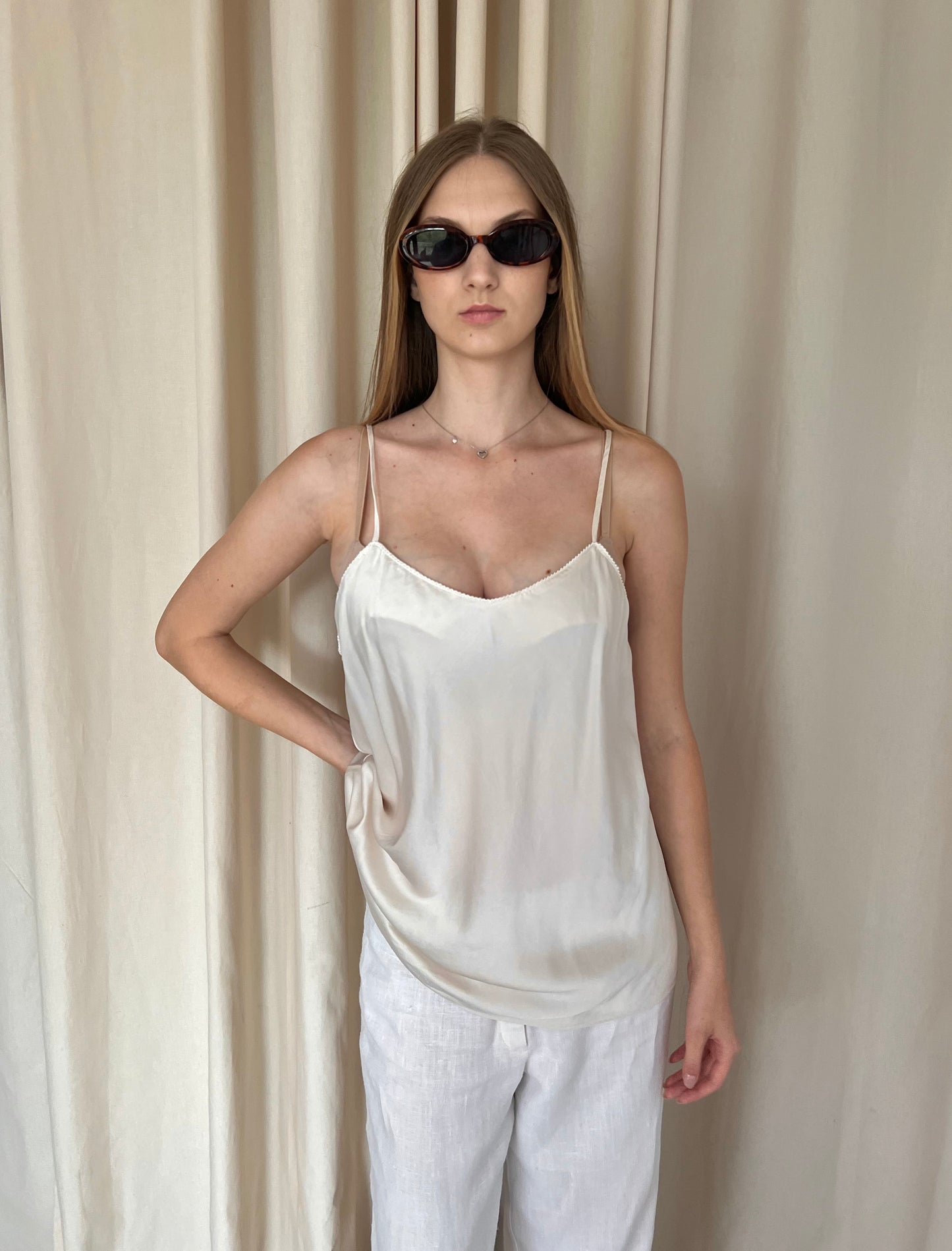 Cream silk blouse