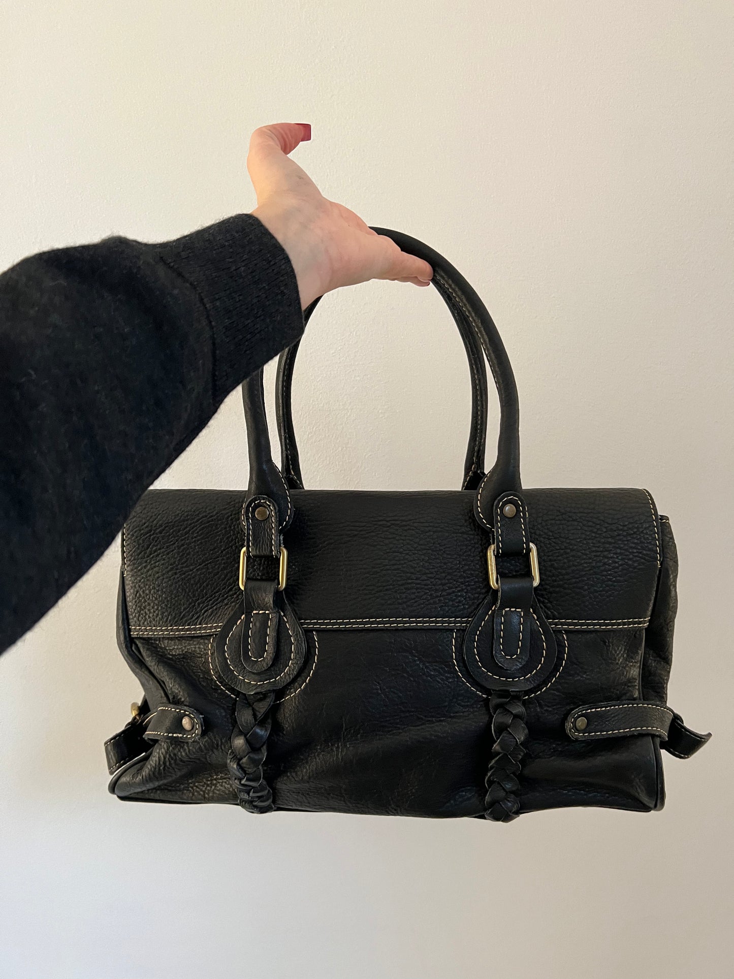 Black genuine leather bag