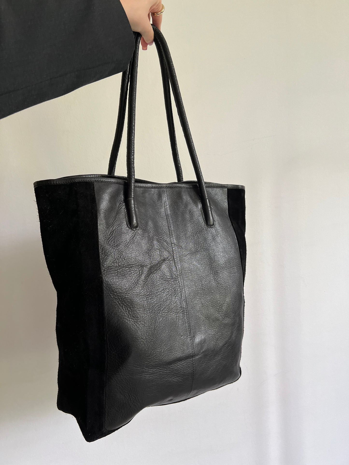 Genuine leather shopper bag