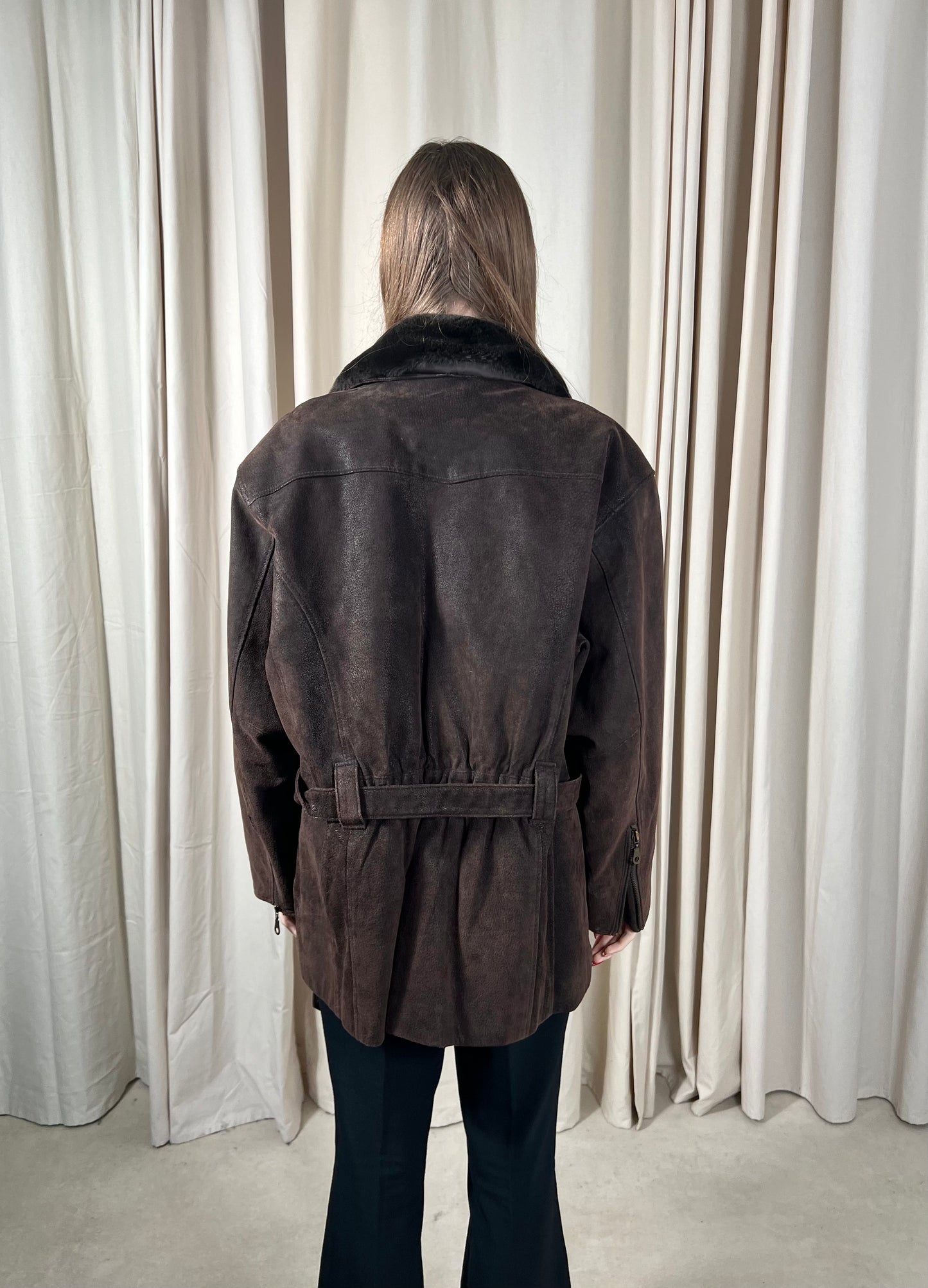 Sheepskin biker jacket