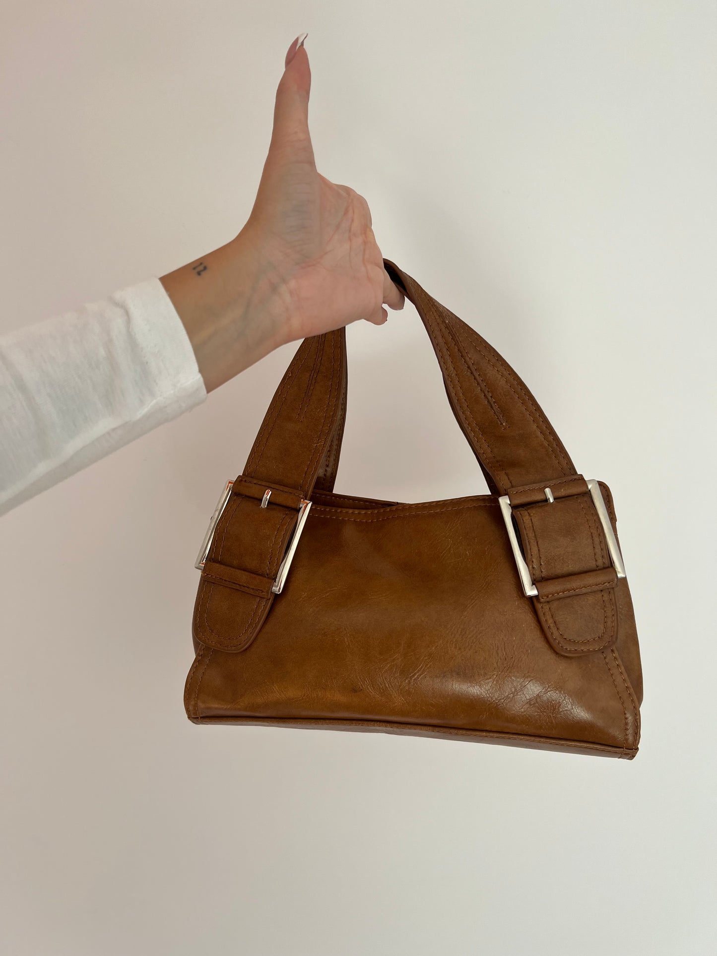 Brown bag made of genuine leather