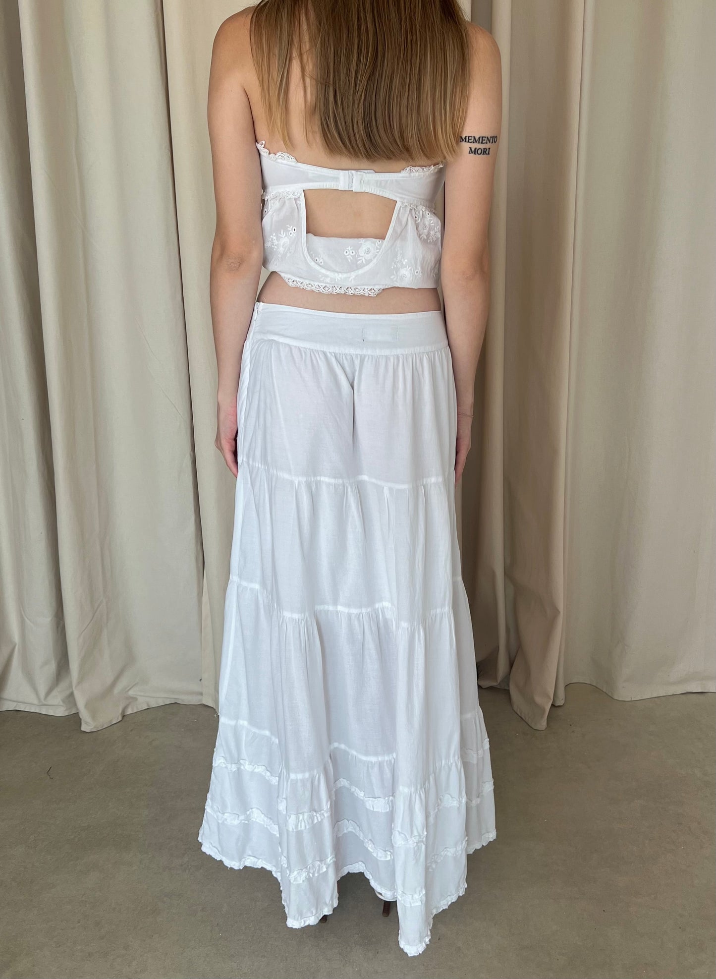 White cotton maxi skirt