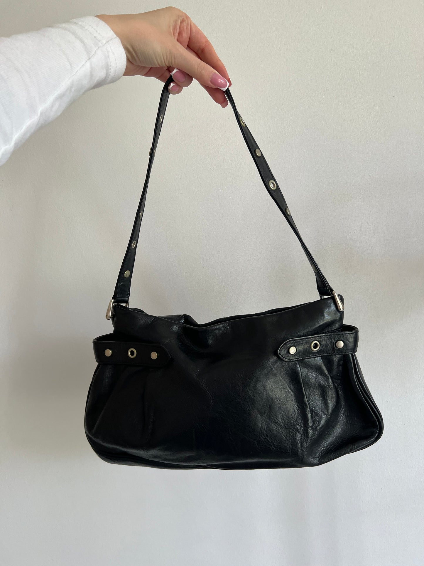 Black genuine leather bag