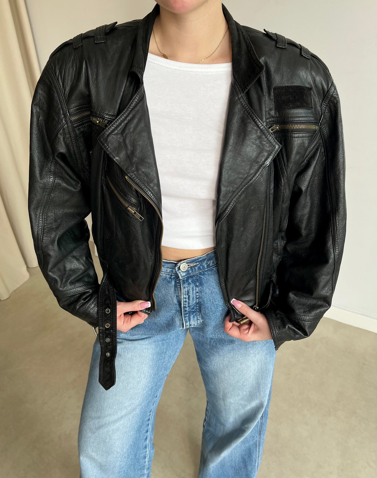 Black genuine leather jacket