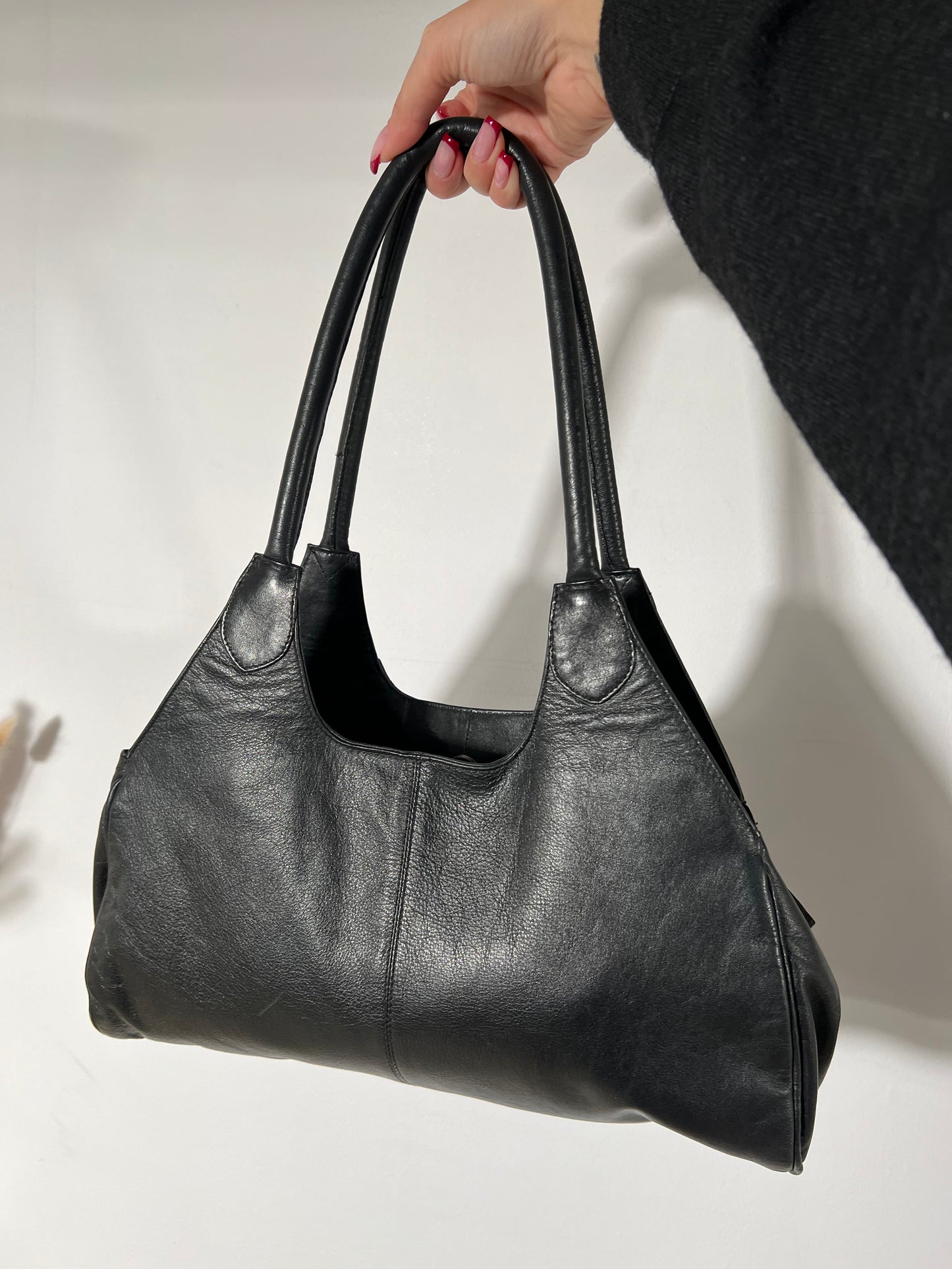 Black genuine leather bag