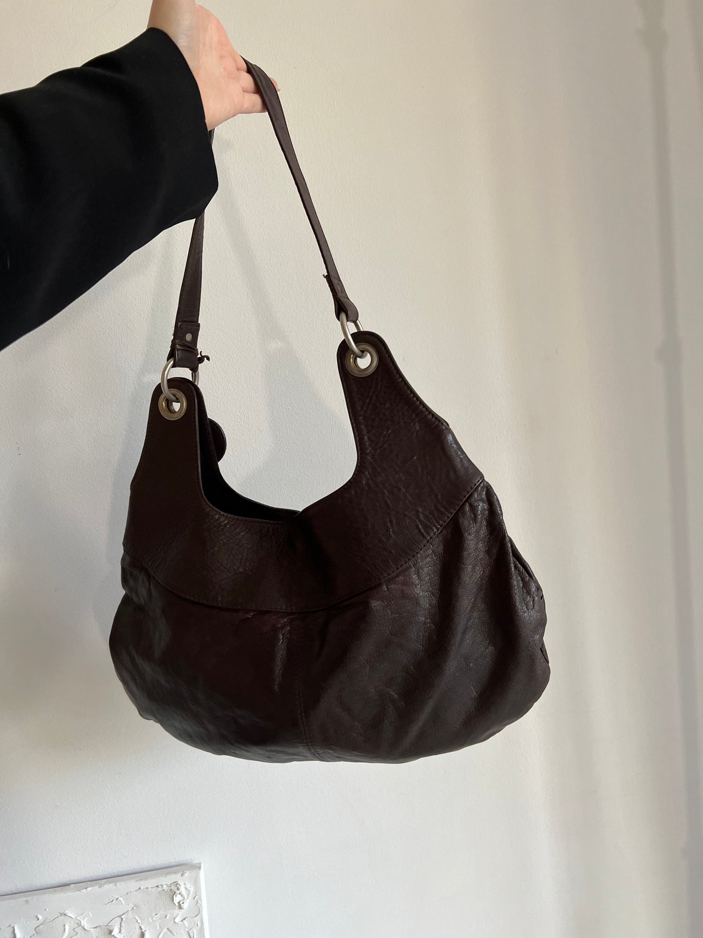 Brown bag made of genuine leather