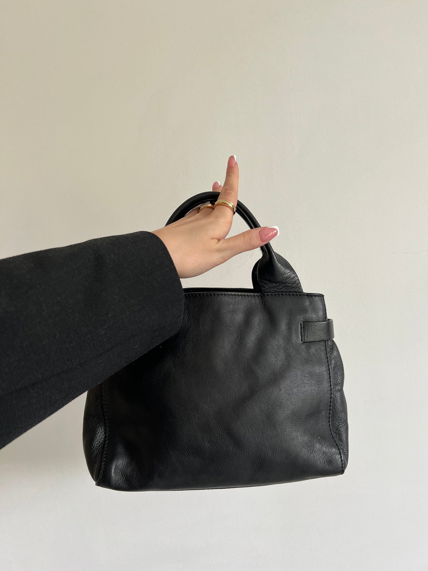 Black genuine leather bag