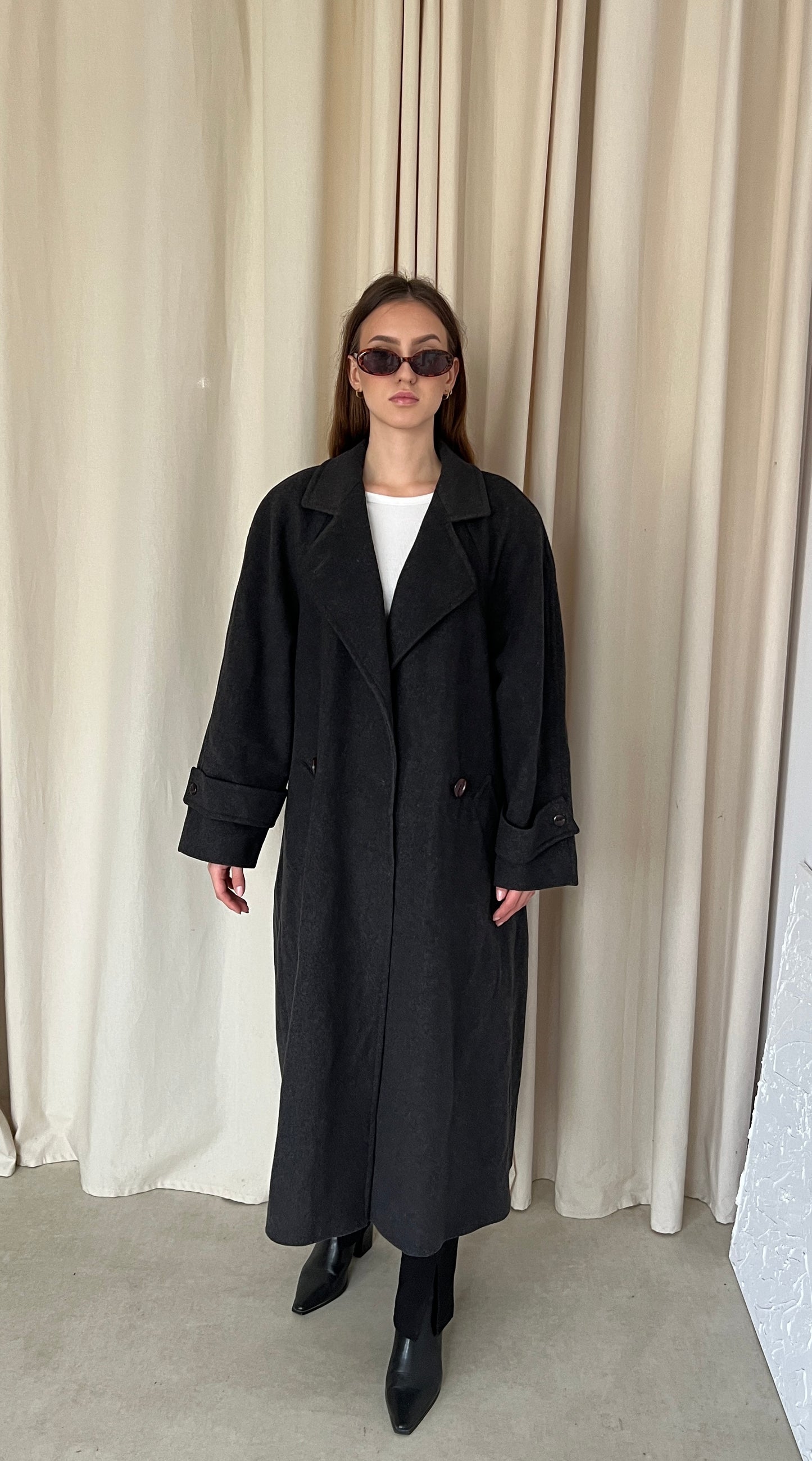 Gray cashmere wool coat