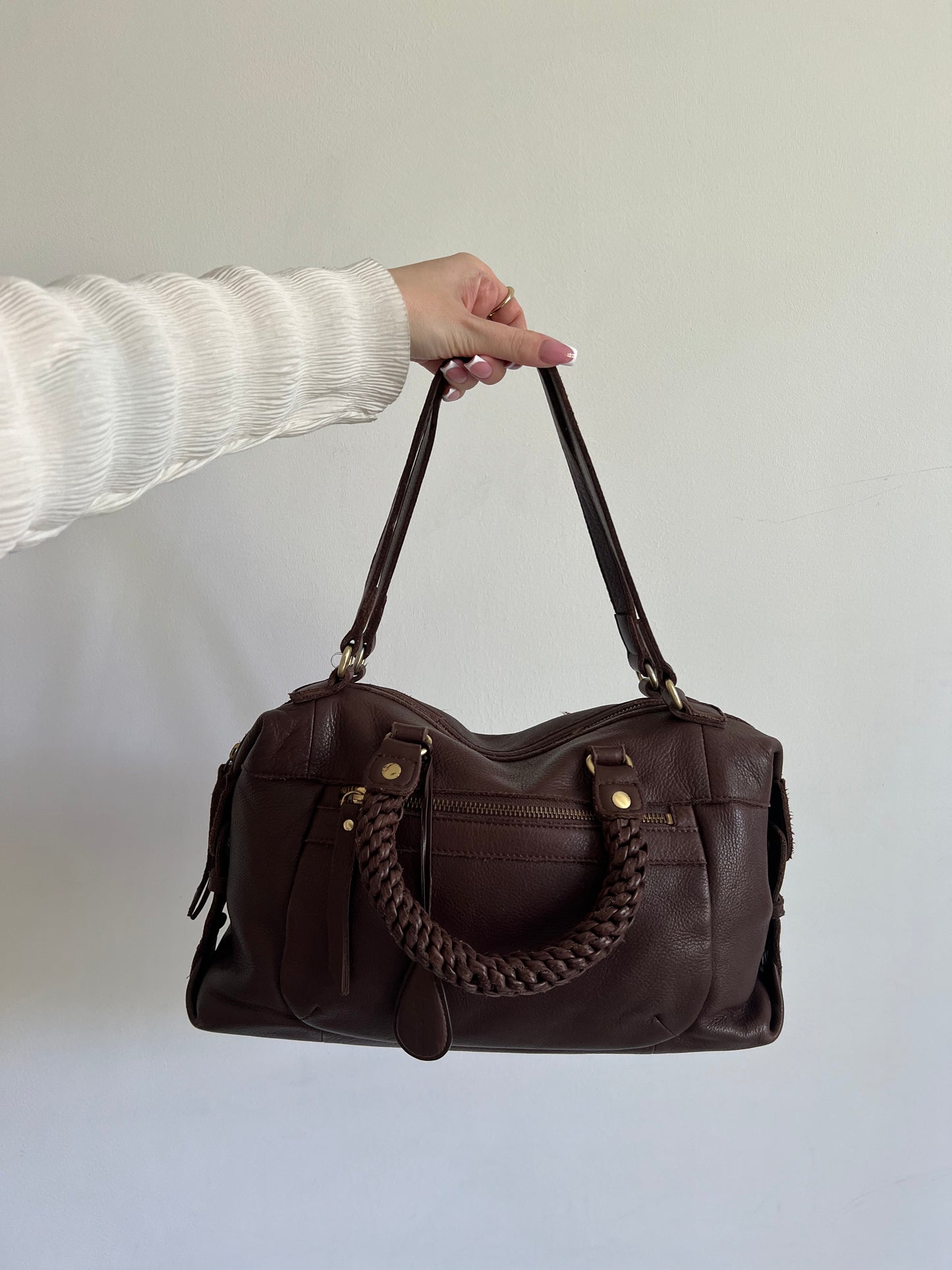 Brown bag made of genuine leather