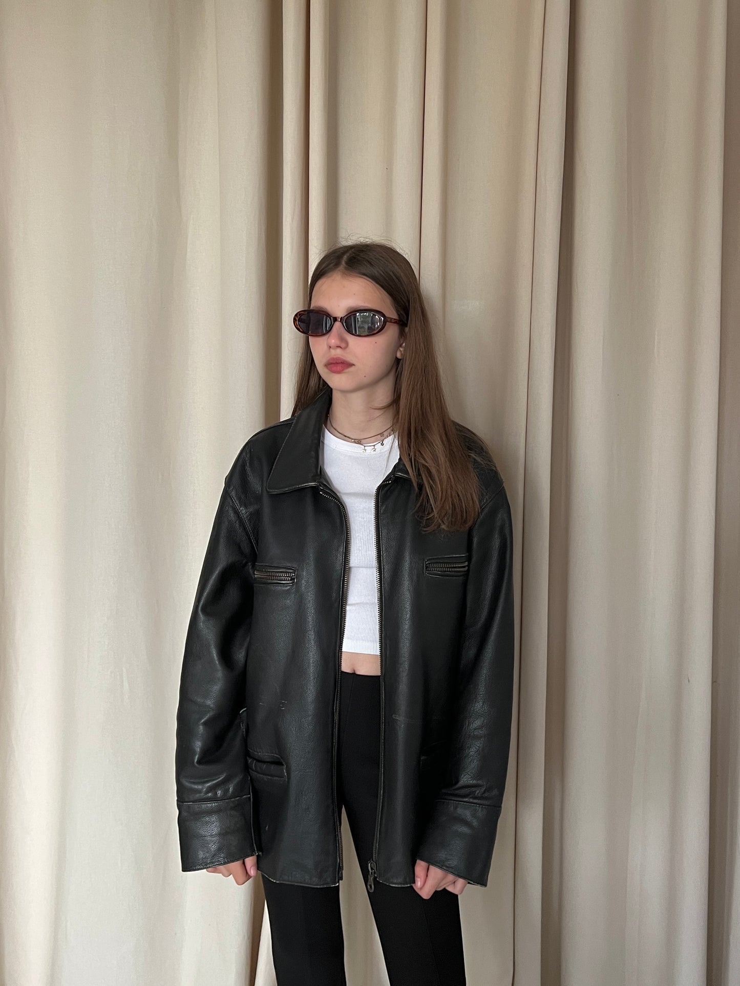 Black genuine leather jacket