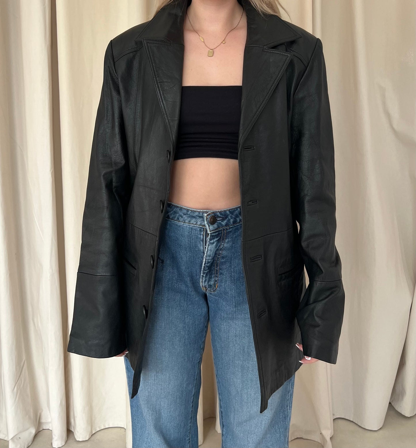 Black genuine leather jacket | jacket
