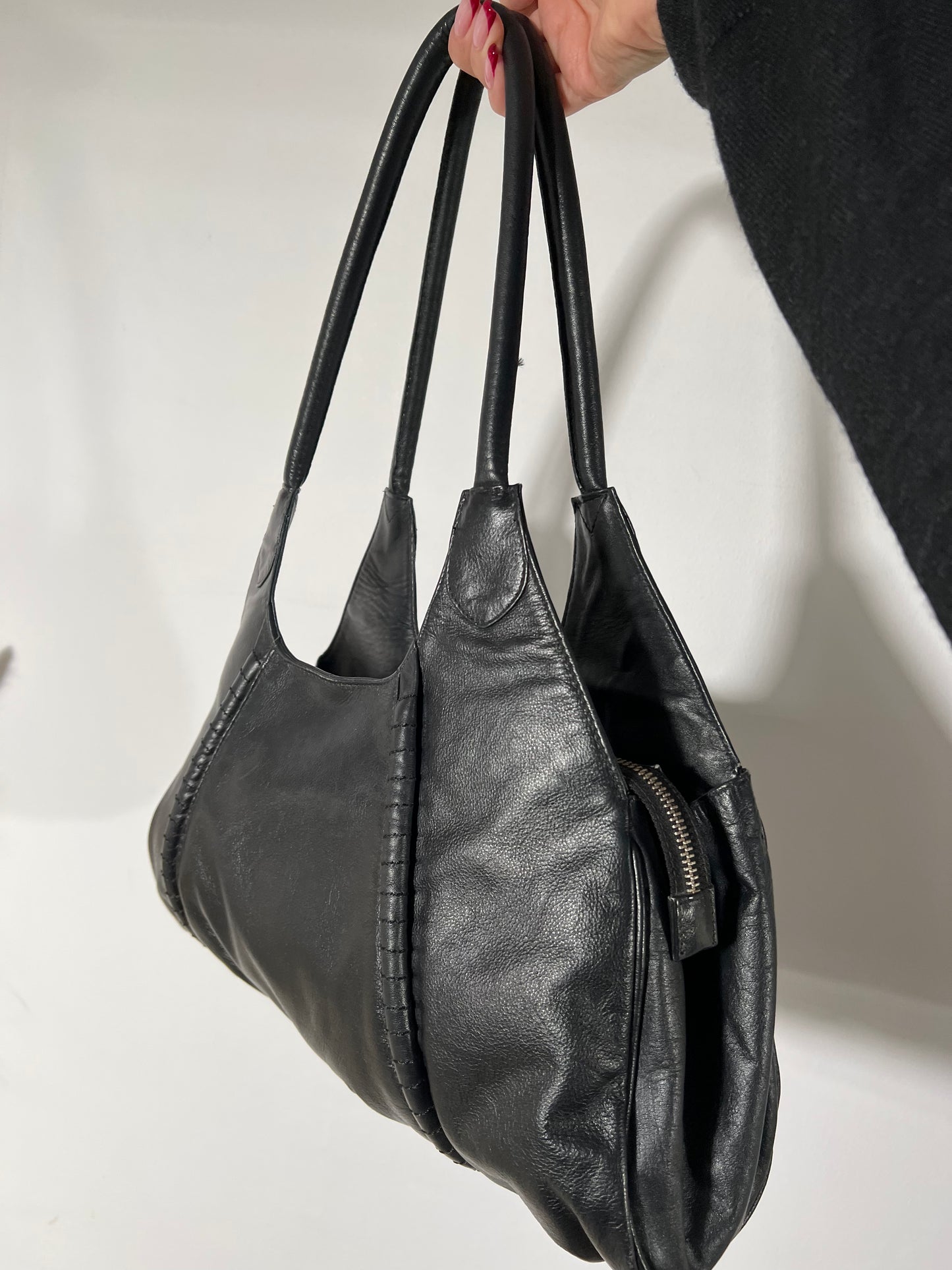 Black genuine leather bag