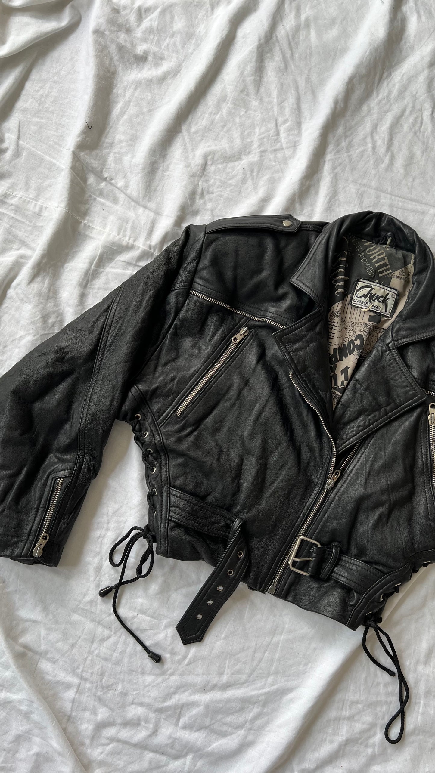 Biker jacket made of genuine leather