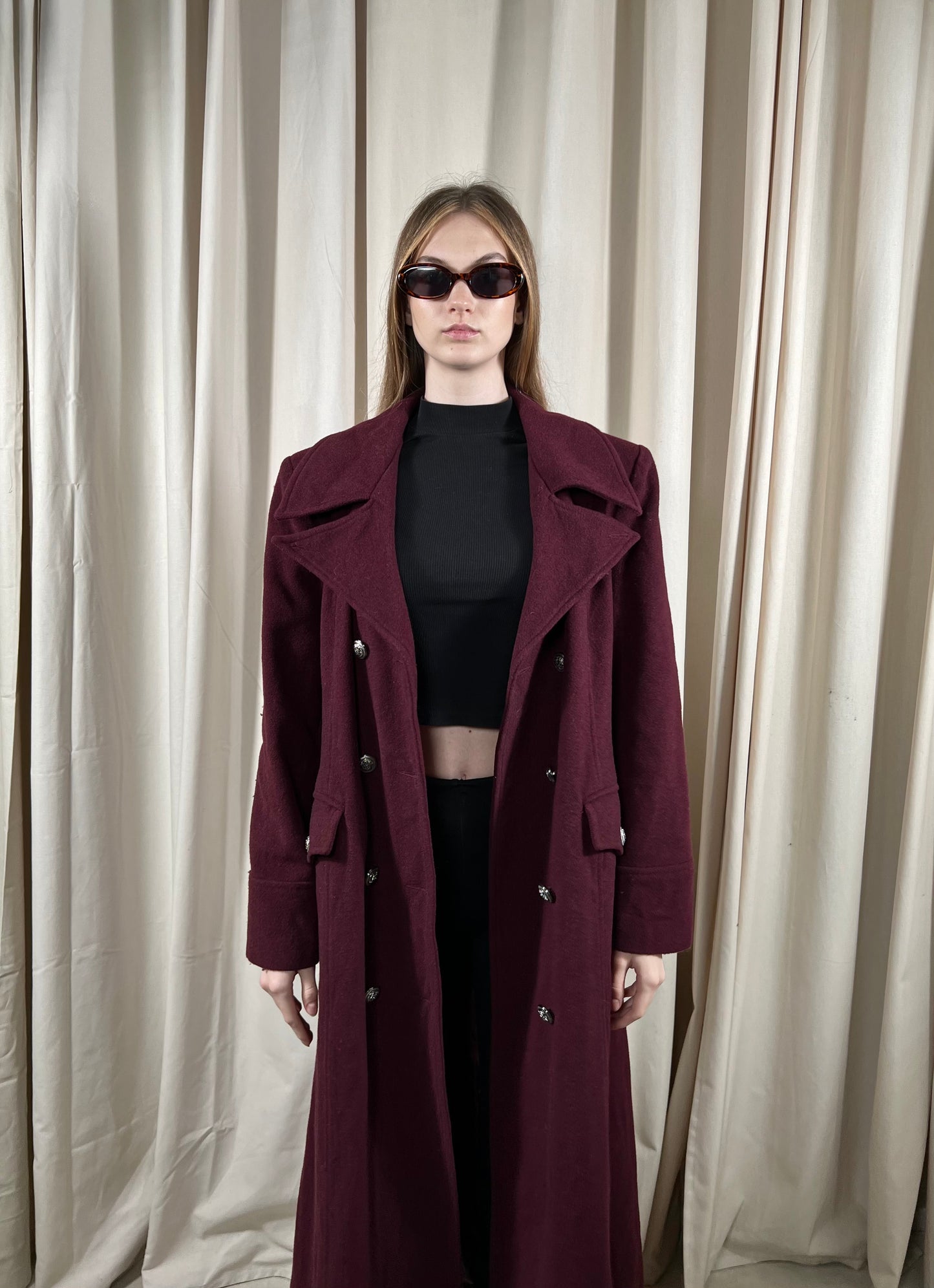 Burgundy coat 75% wool