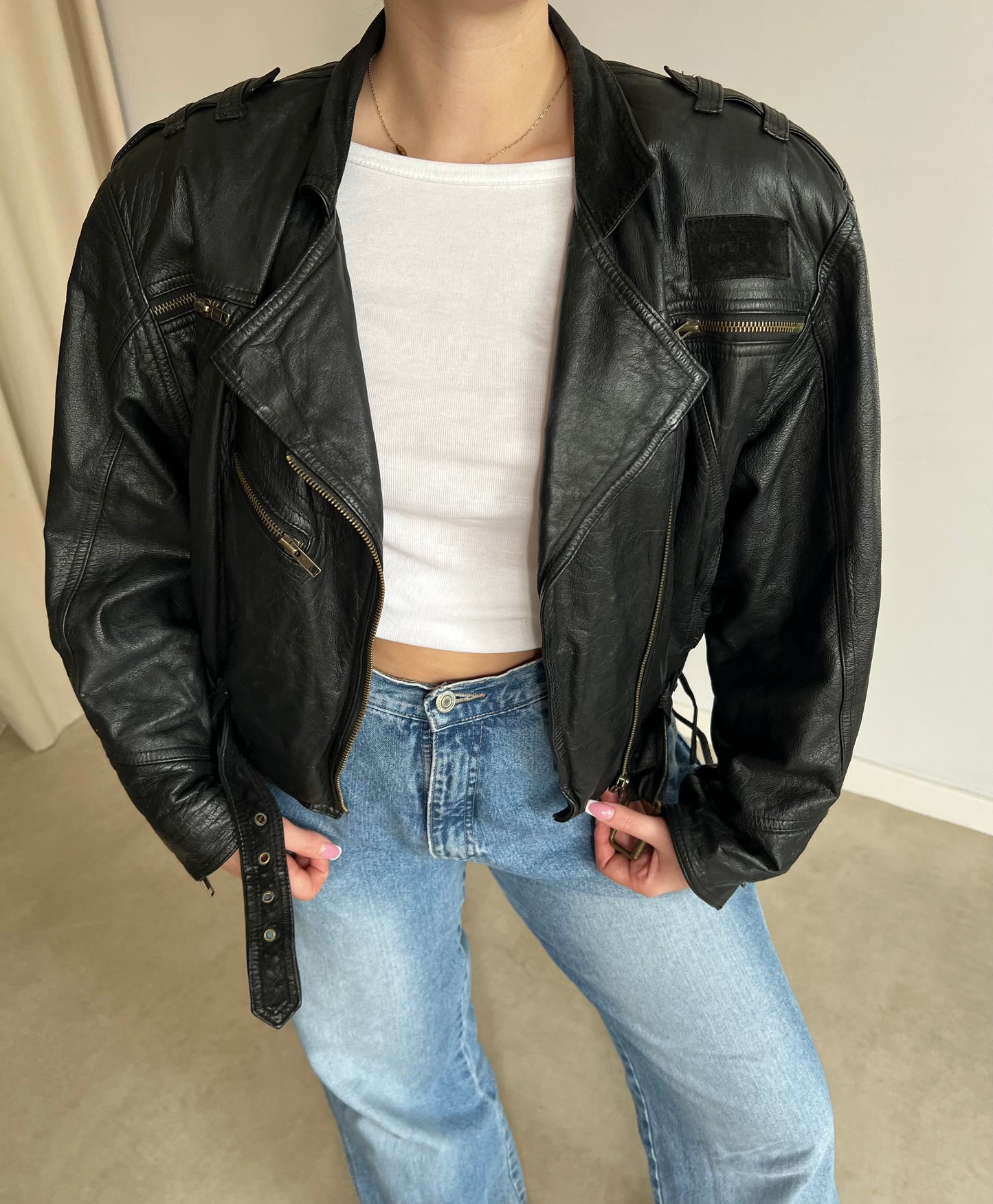 Black genuine leather jacket
