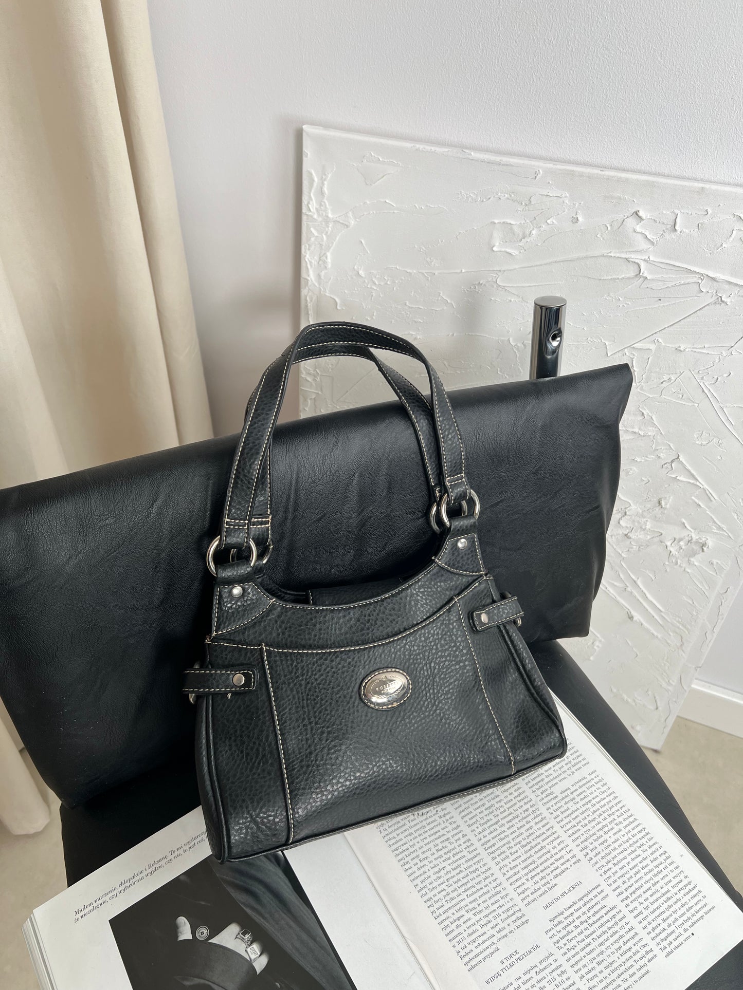 Black genuine leather bag