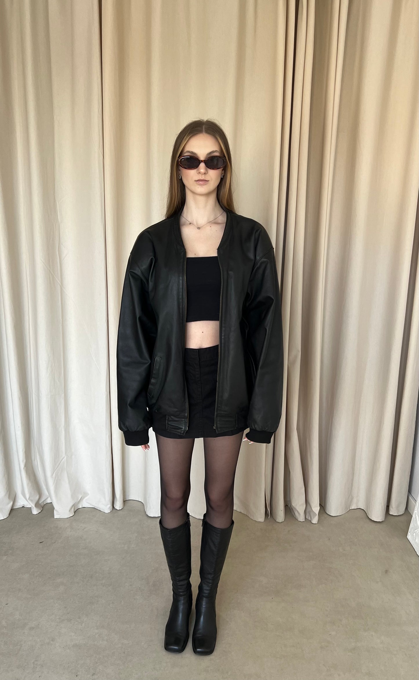 Bomber jacket made of genuine leather