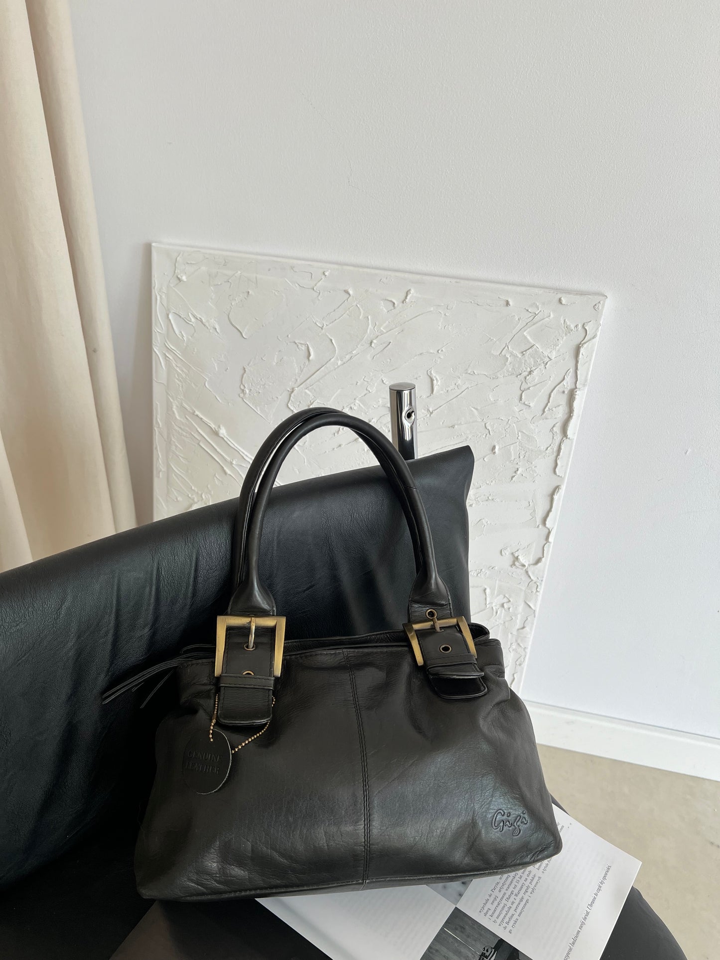 Black genuine leather bag