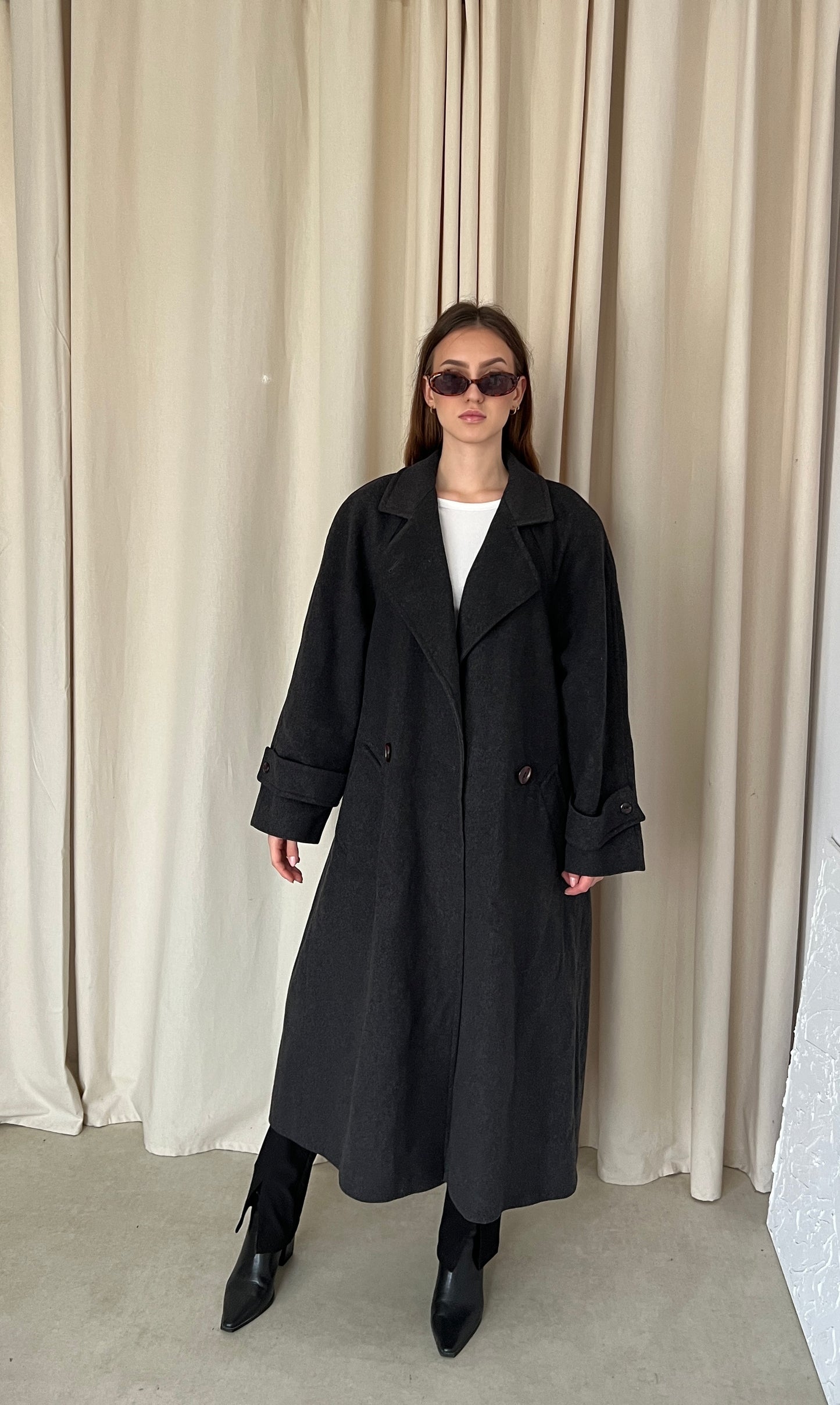 Gray cashmere wool coat