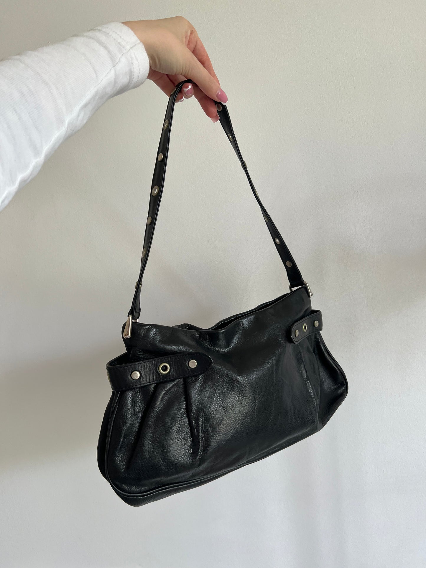 Black genuine leather bag