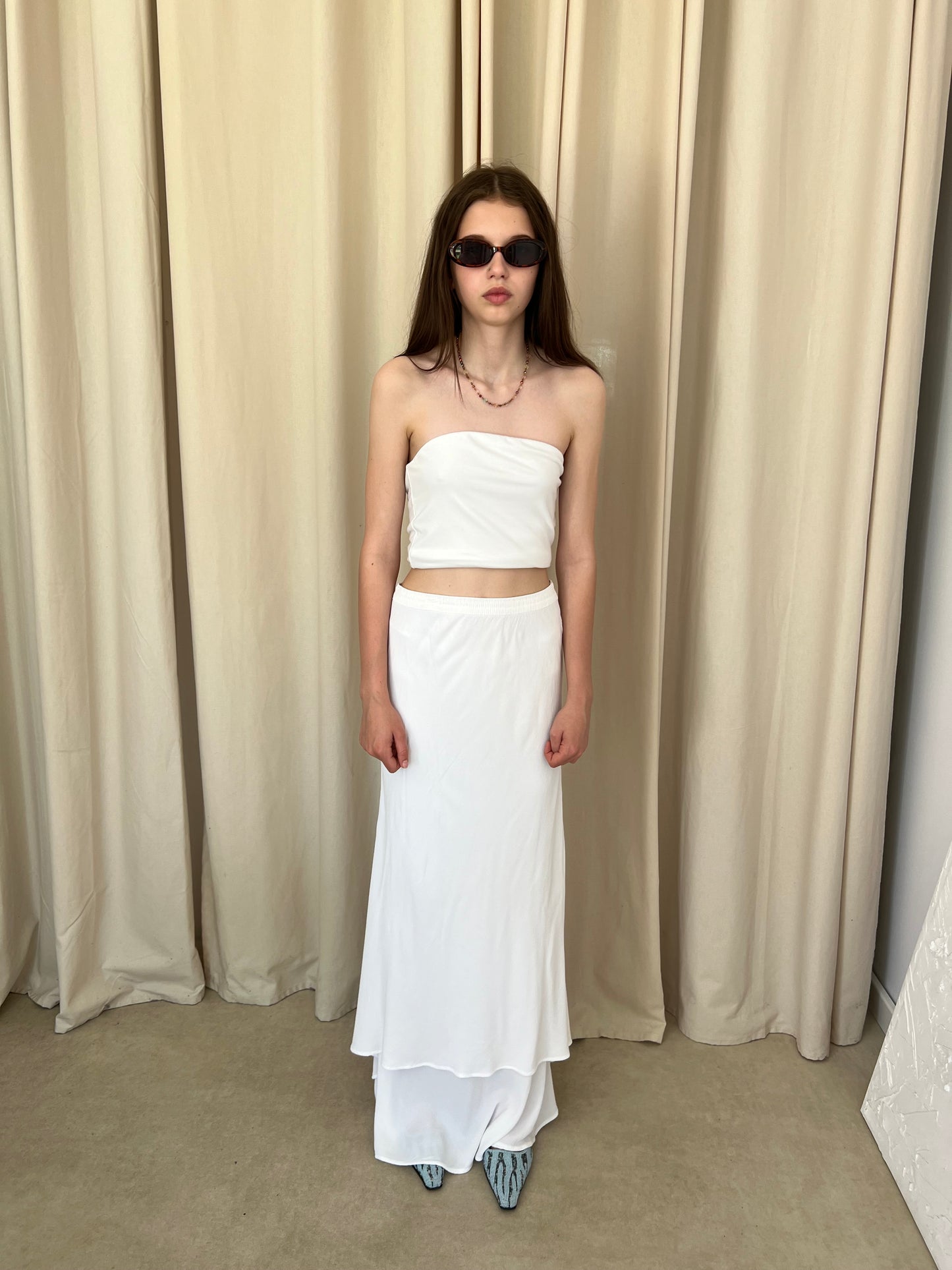 White maxi skirt