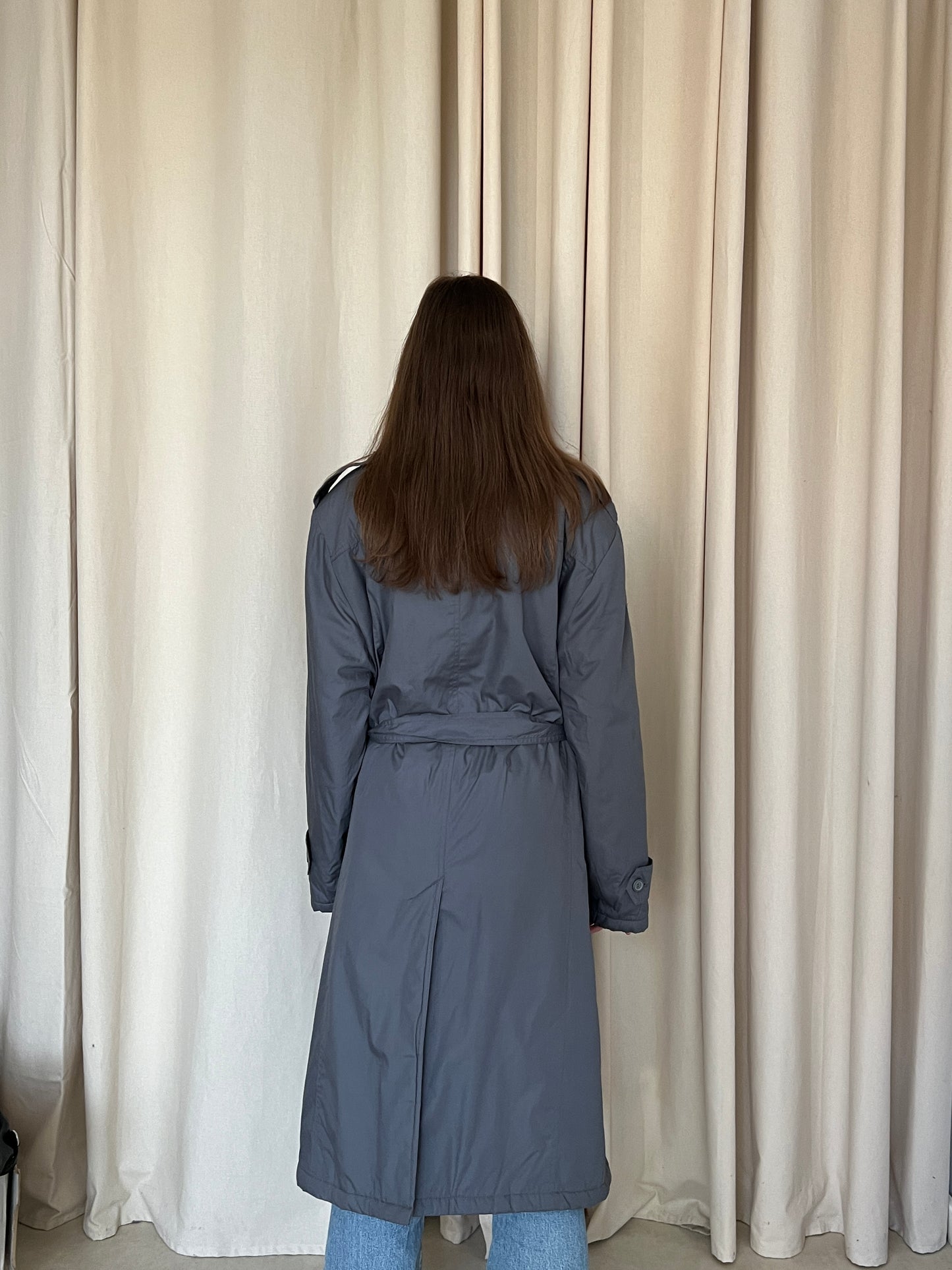 Gray insulated trench coat