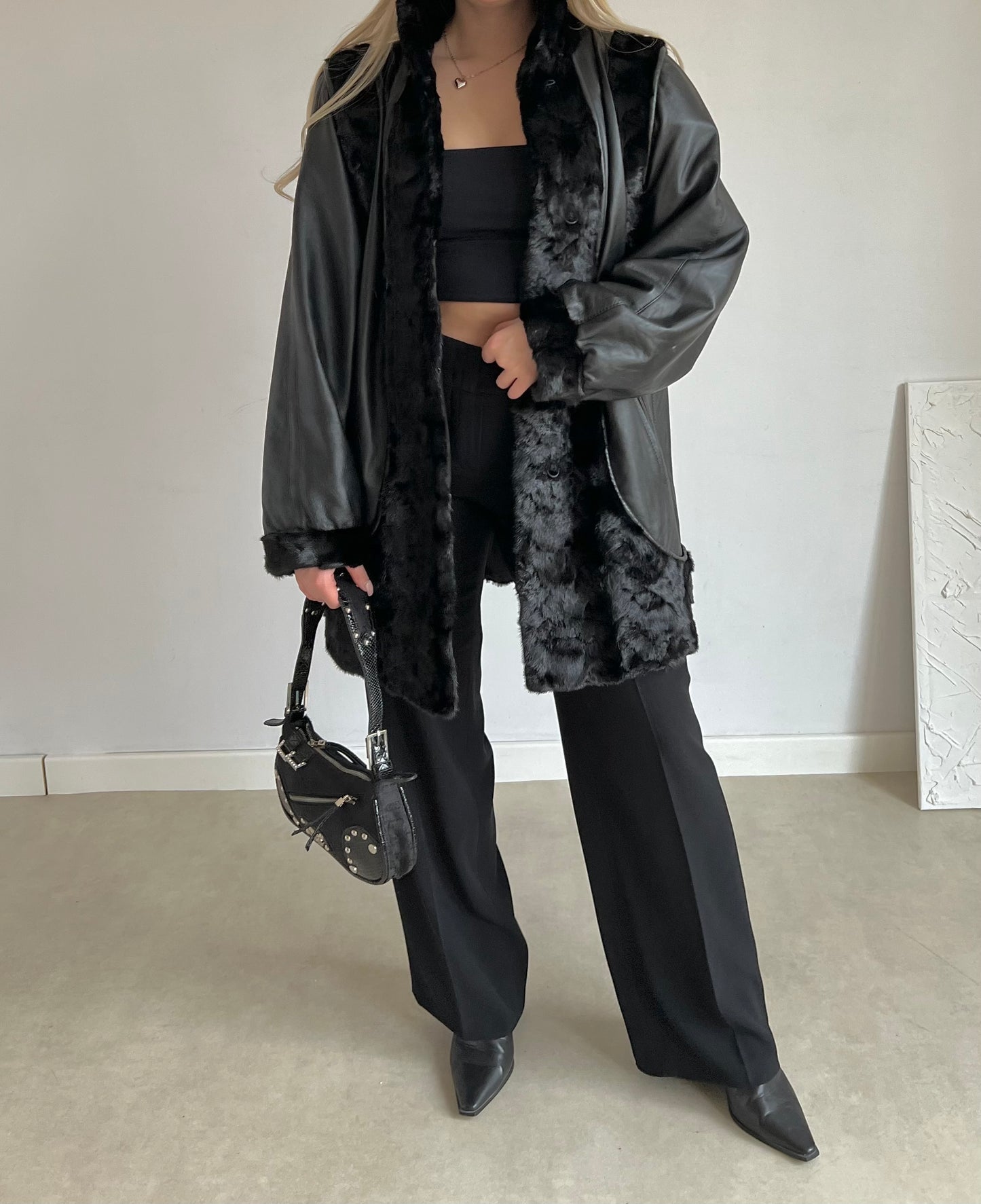 Jacket made of natural leather and fur
