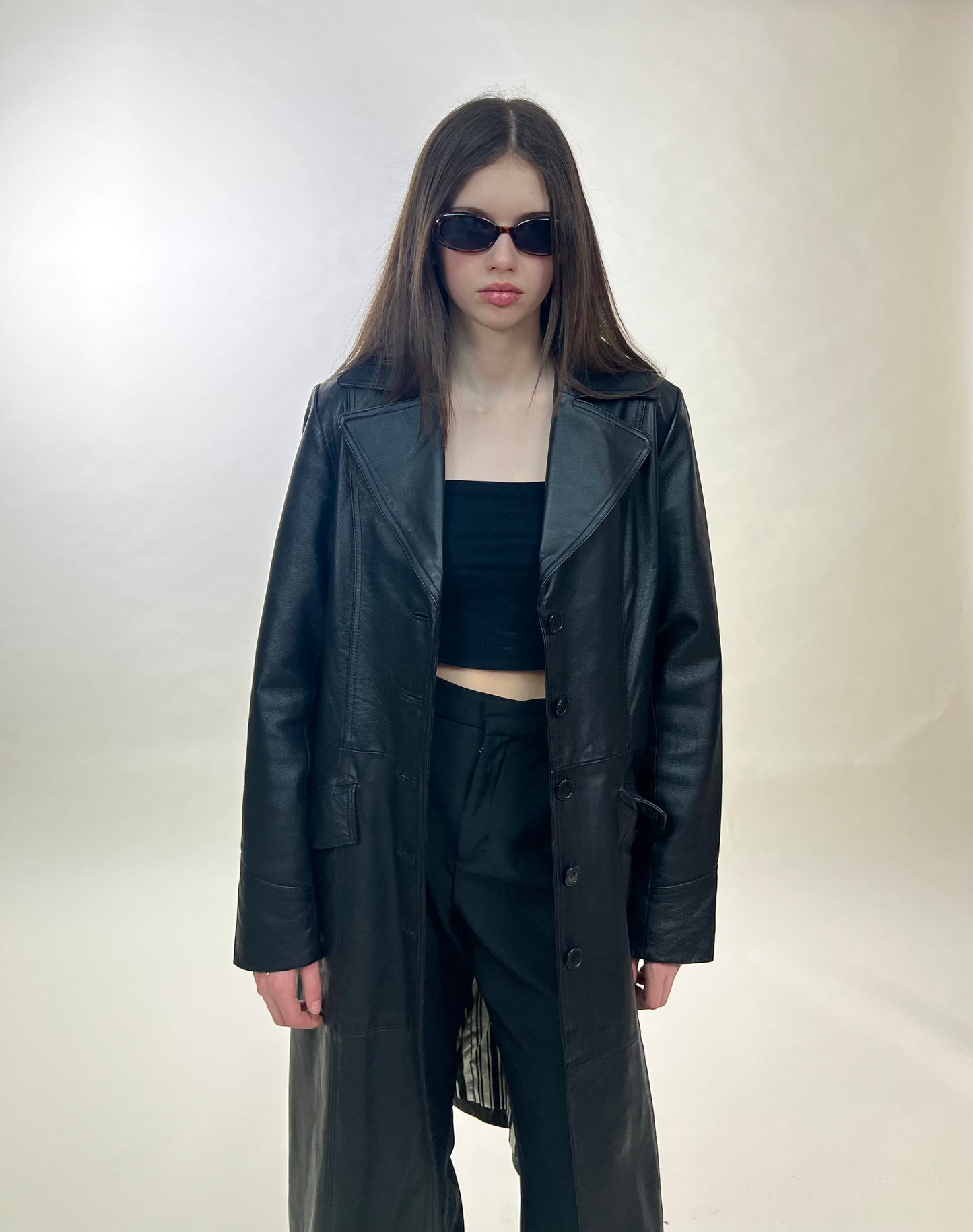 Black leather coat