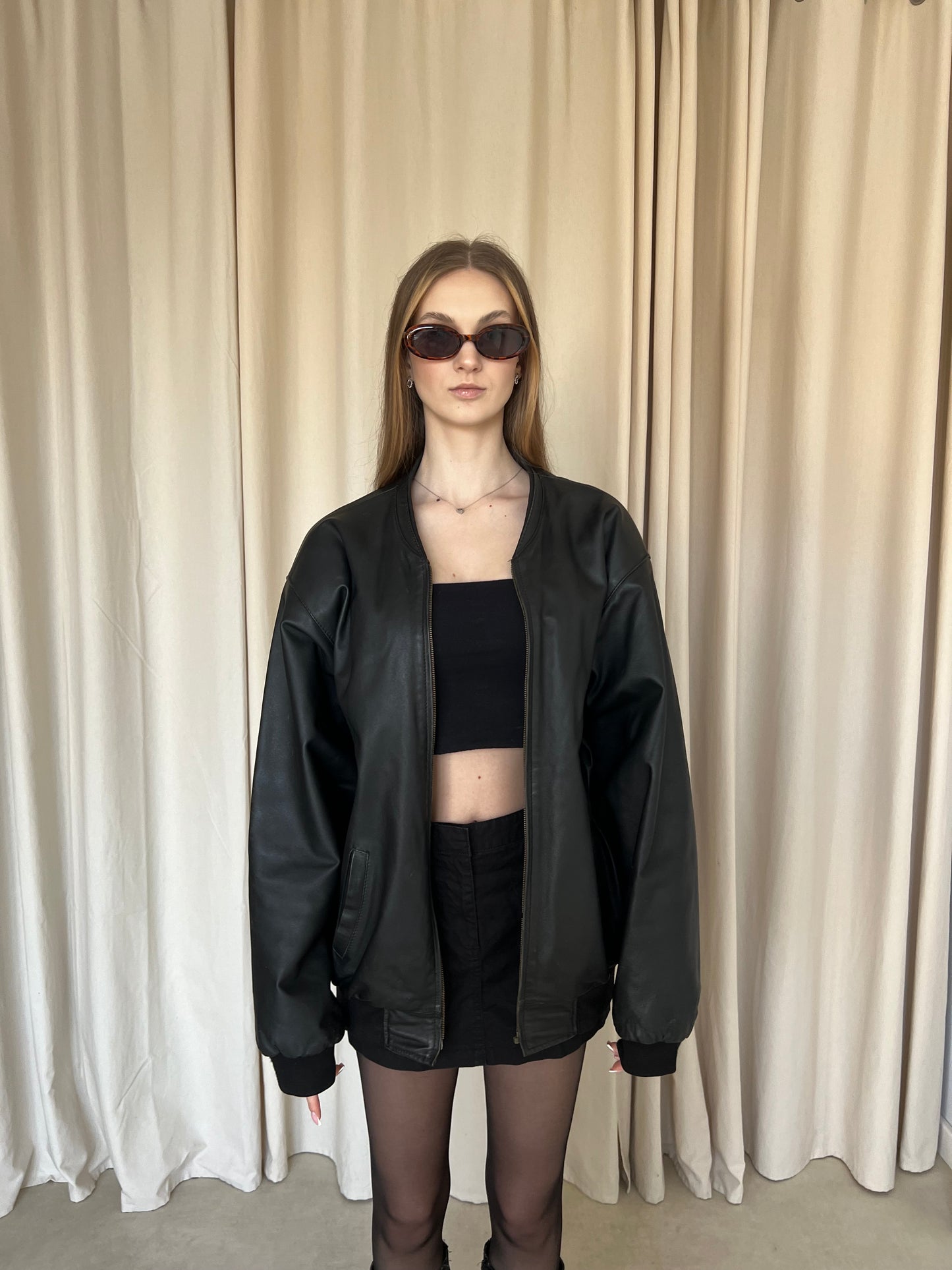 Bomber jacket made of genuine leather