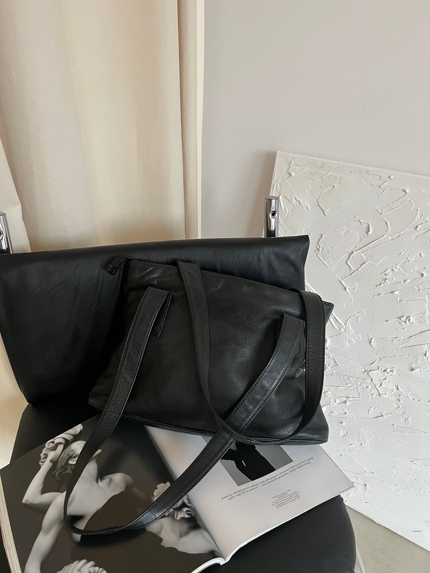 Black genuine leather bag