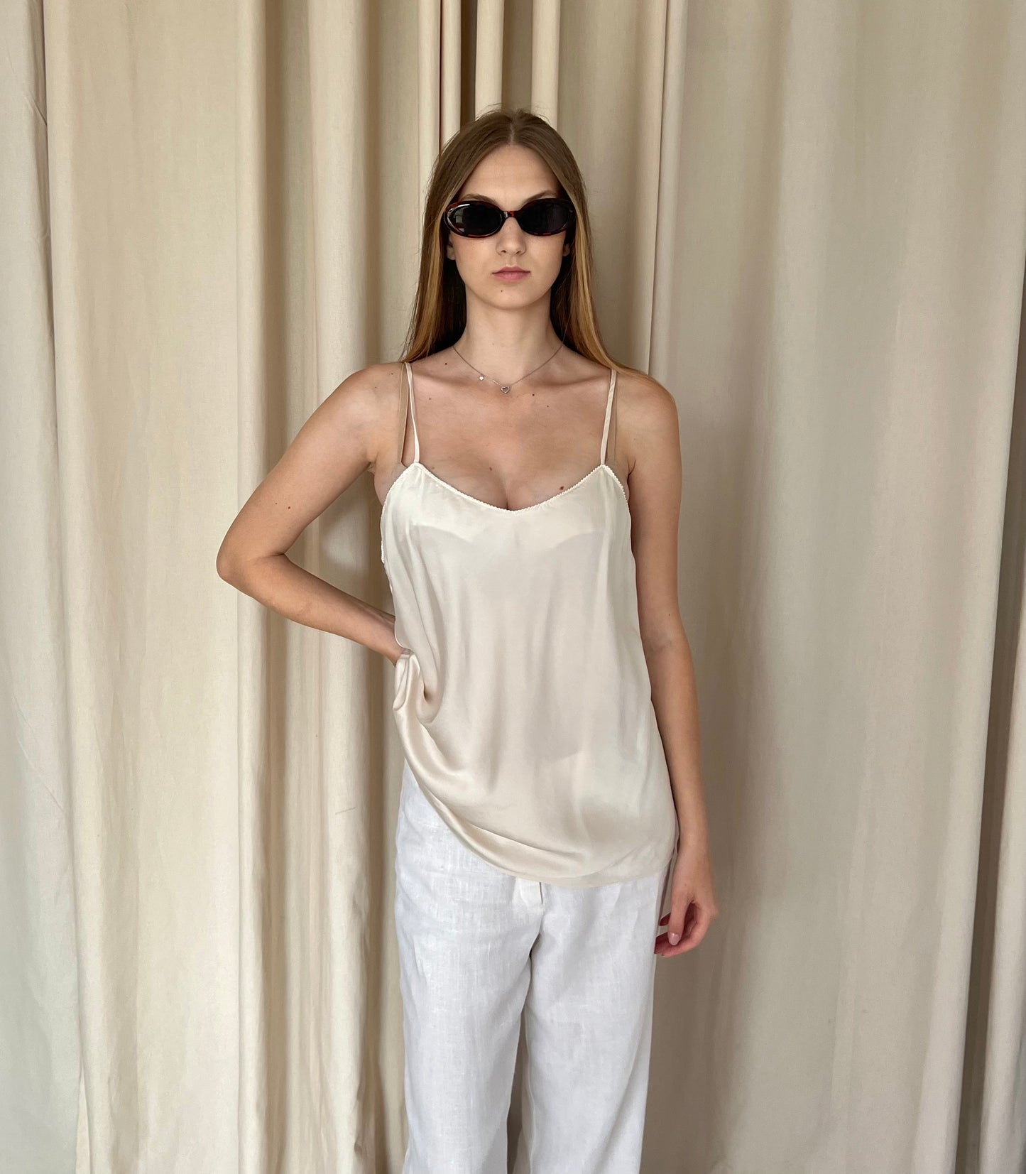 Cream silk blouse