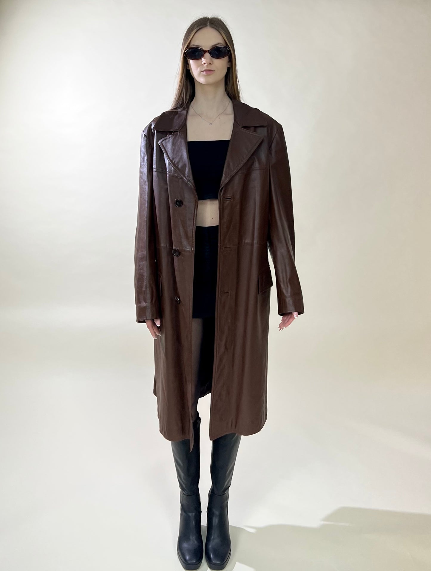 Brown genuine leather coat