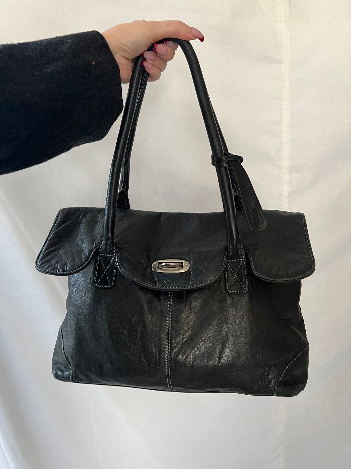 Black genuine leather bag