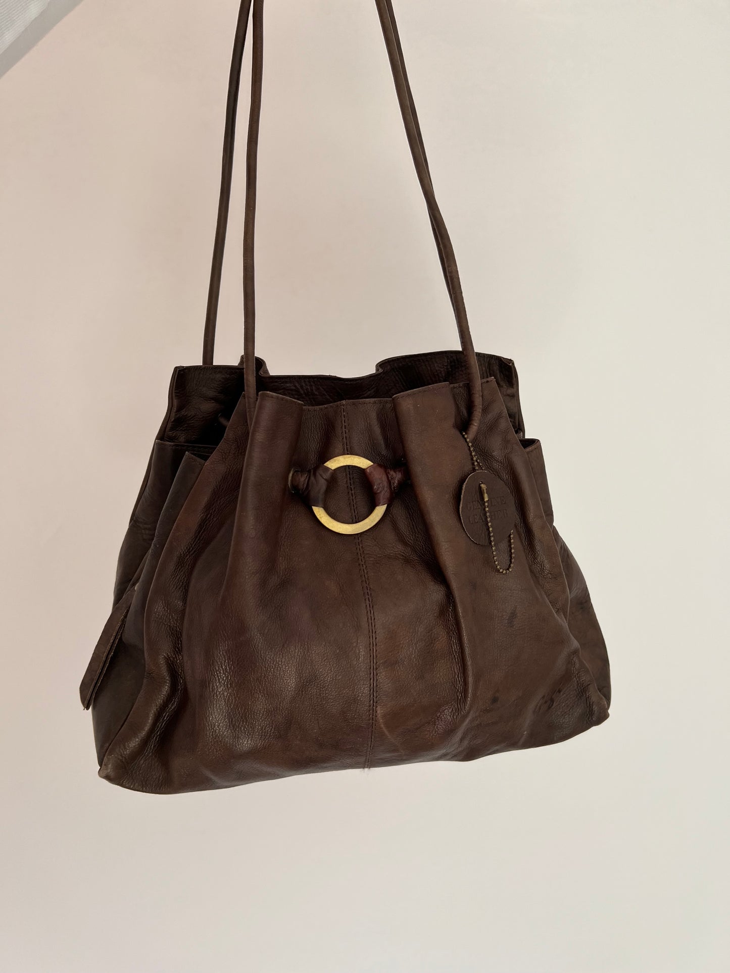 Brown bag made of natural leather