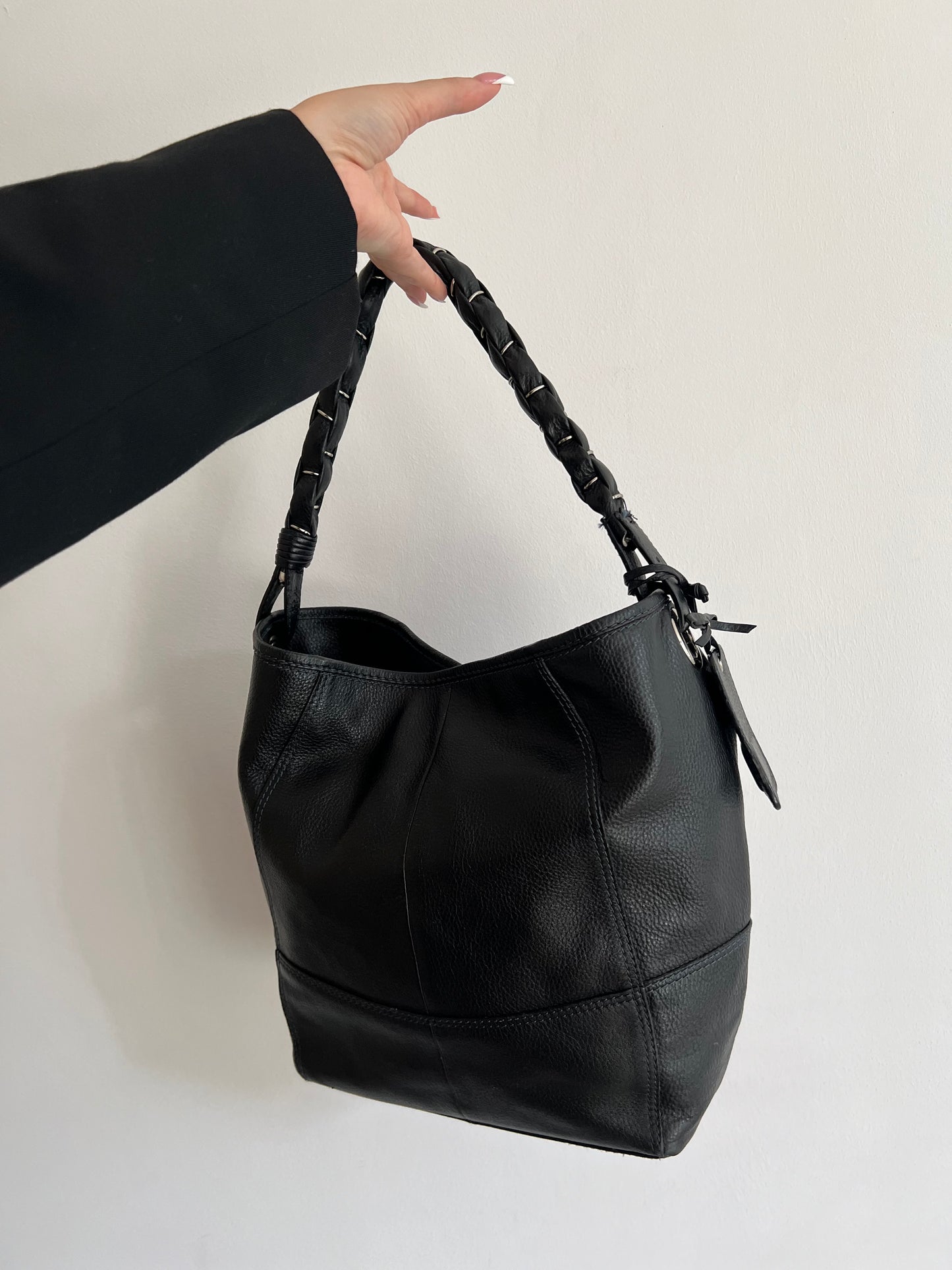 Black genuine leather bag