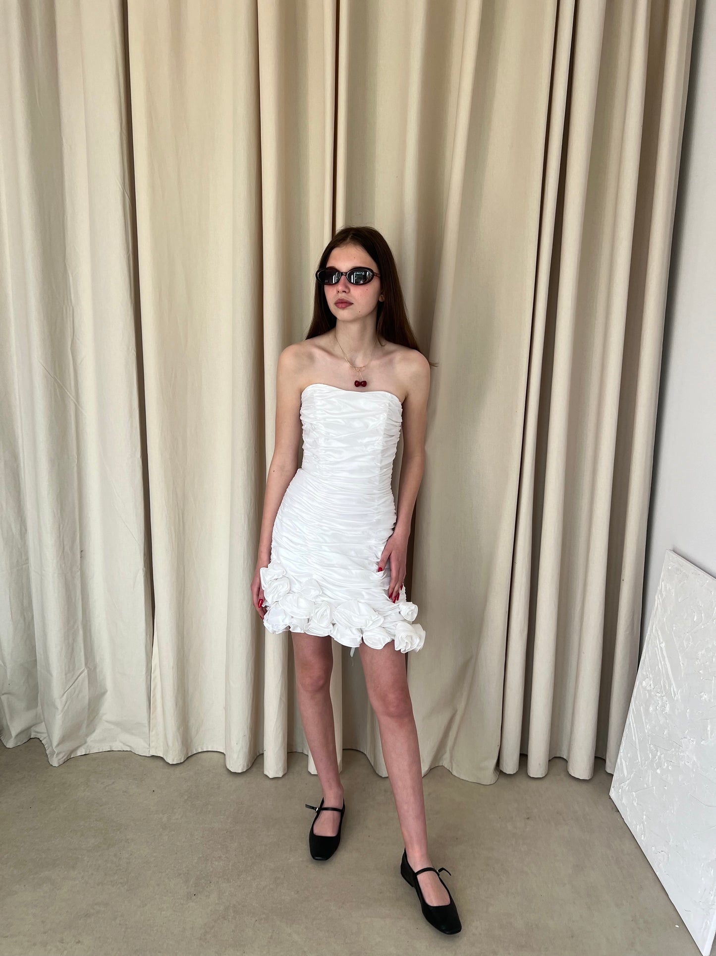 White dress with flowers