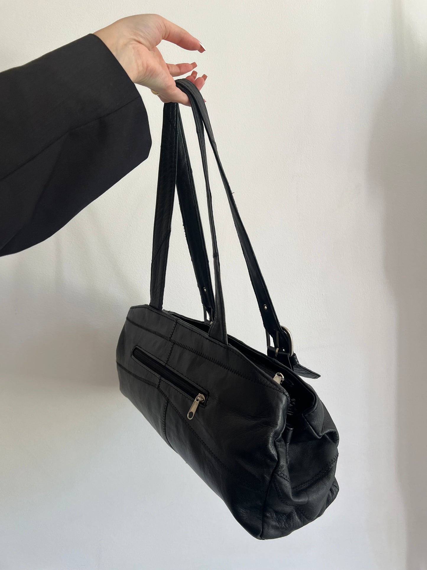 Black bag made of natural leather