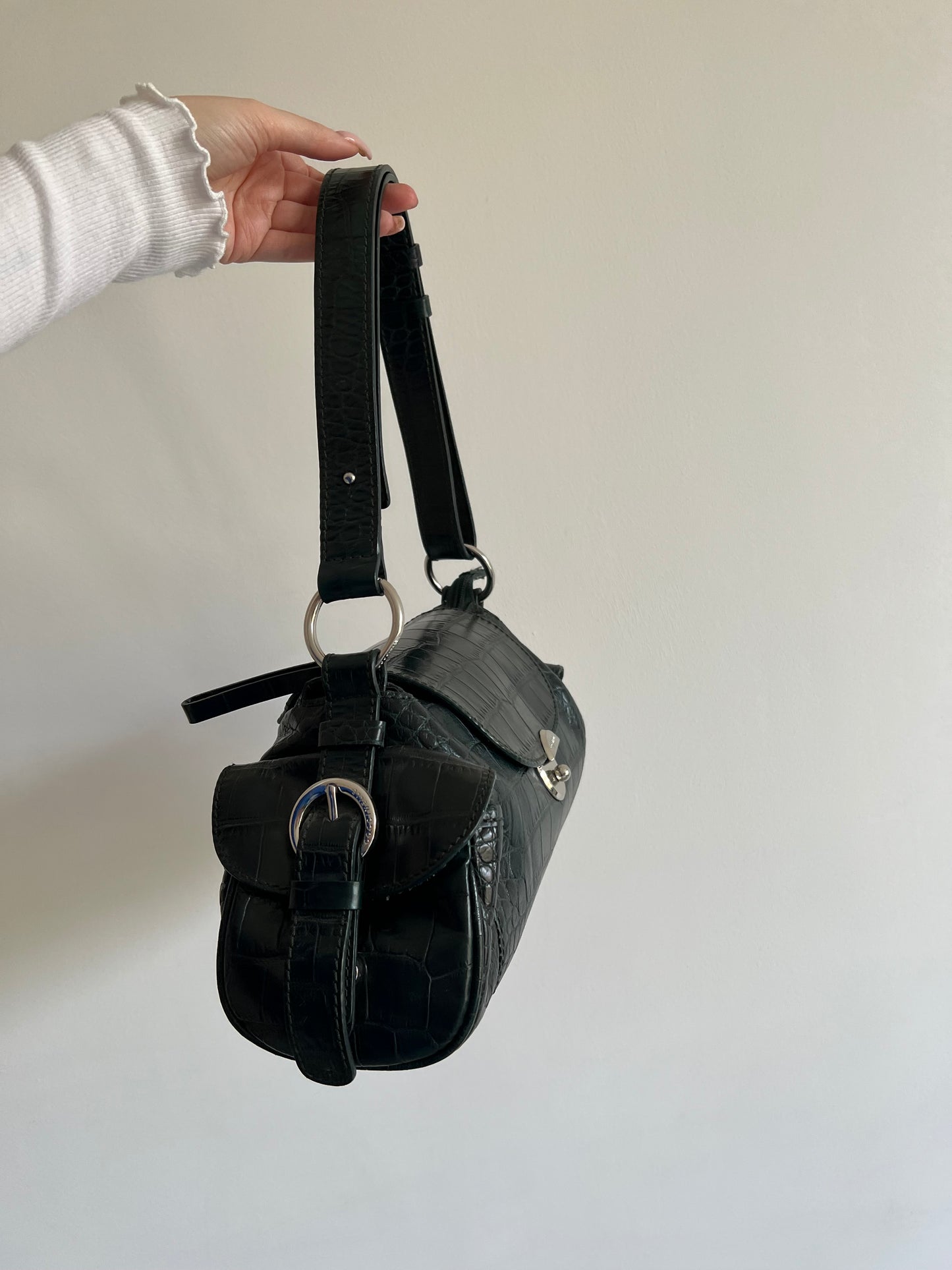 Emerald bag made of genuine leather