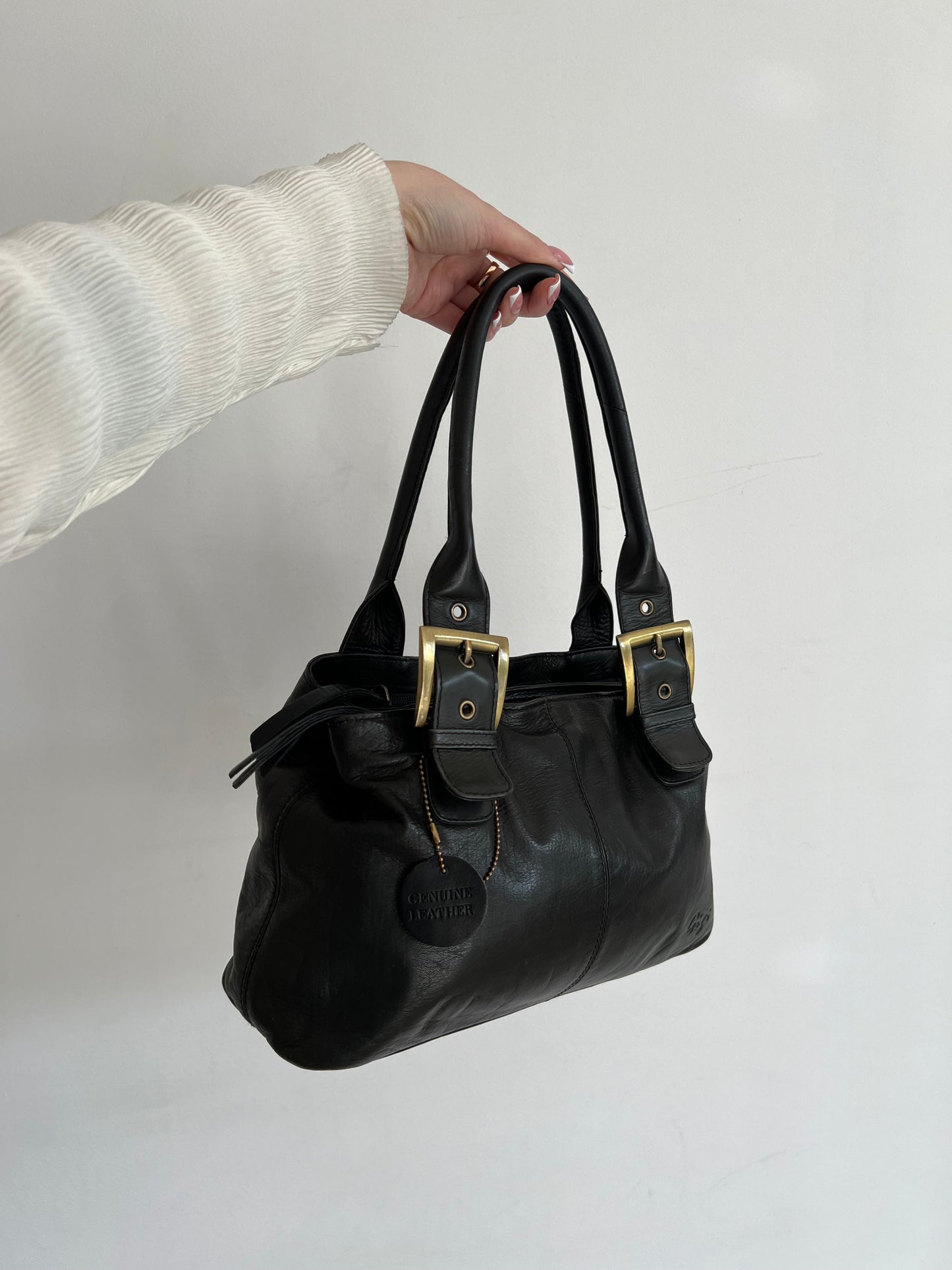 Black genuine leather bag