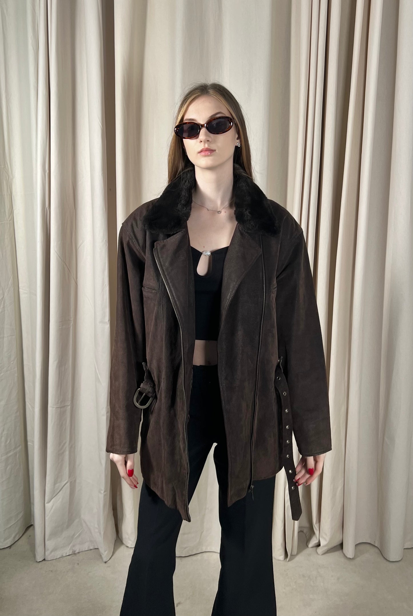 Sheepskin biker jacket