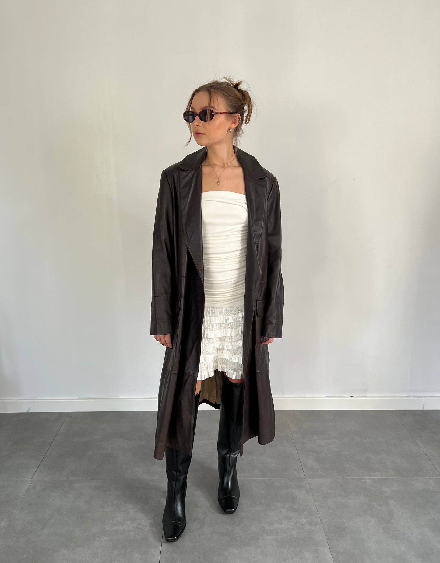 Brown genuine leather coat