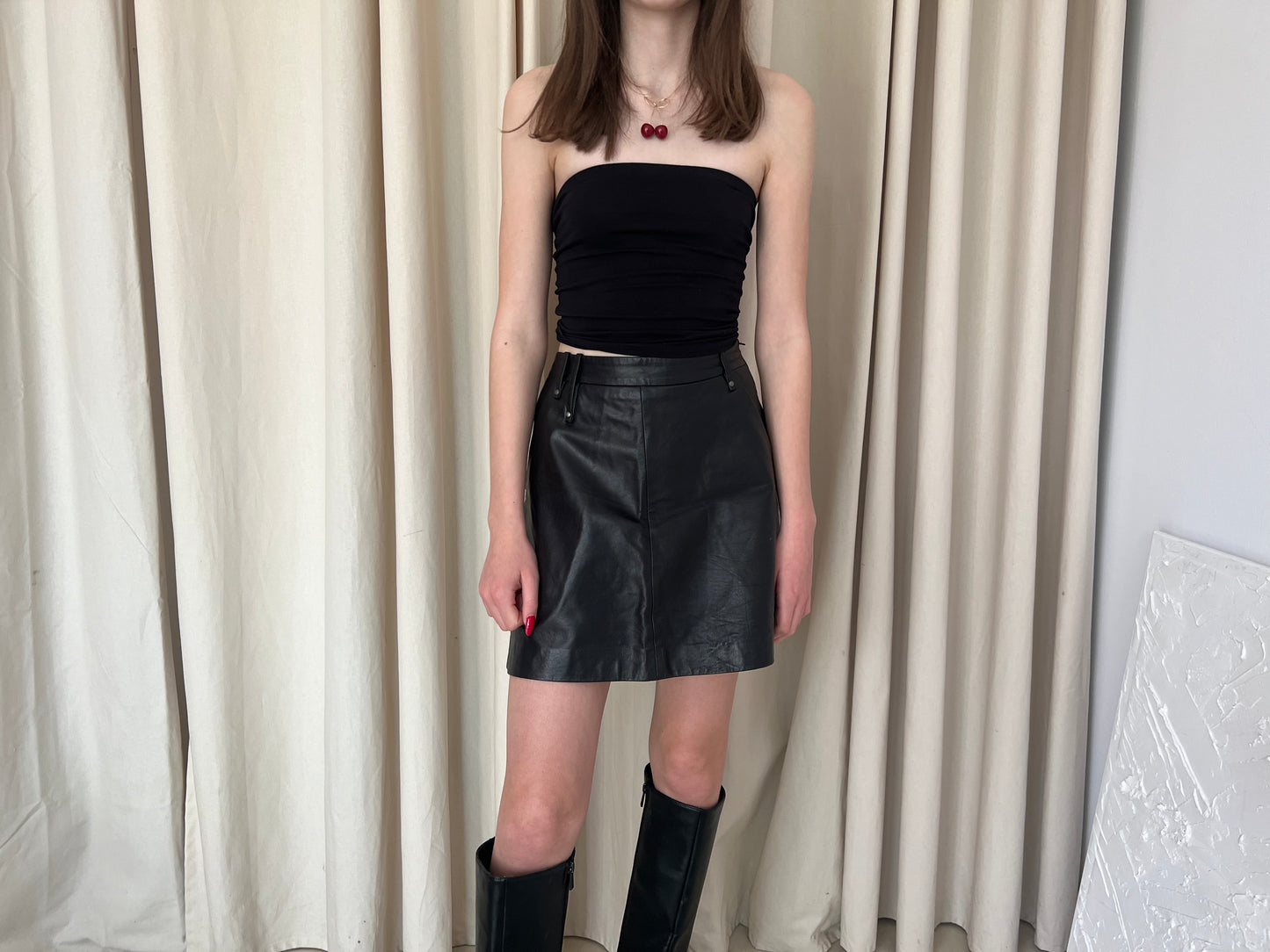 Natural leather skirt