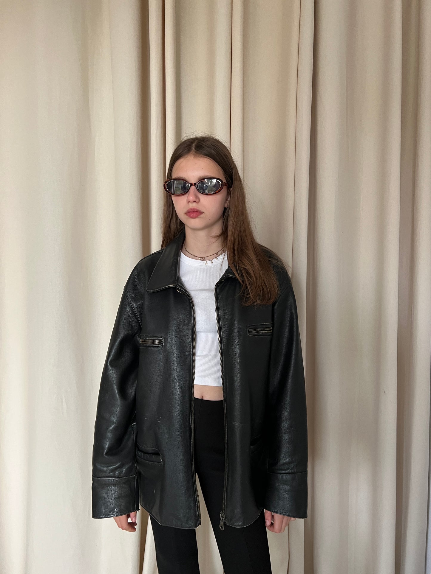Black genuine leather jacket